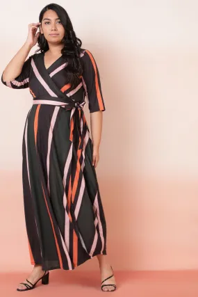 Bold Stripes True Wrap Maxi Dress