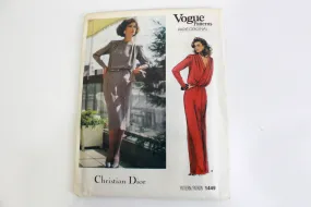 1980s Vogue Paris Original 1449 Christian Dior, Women's Dress Sewing Pattern. Complete UNCUT