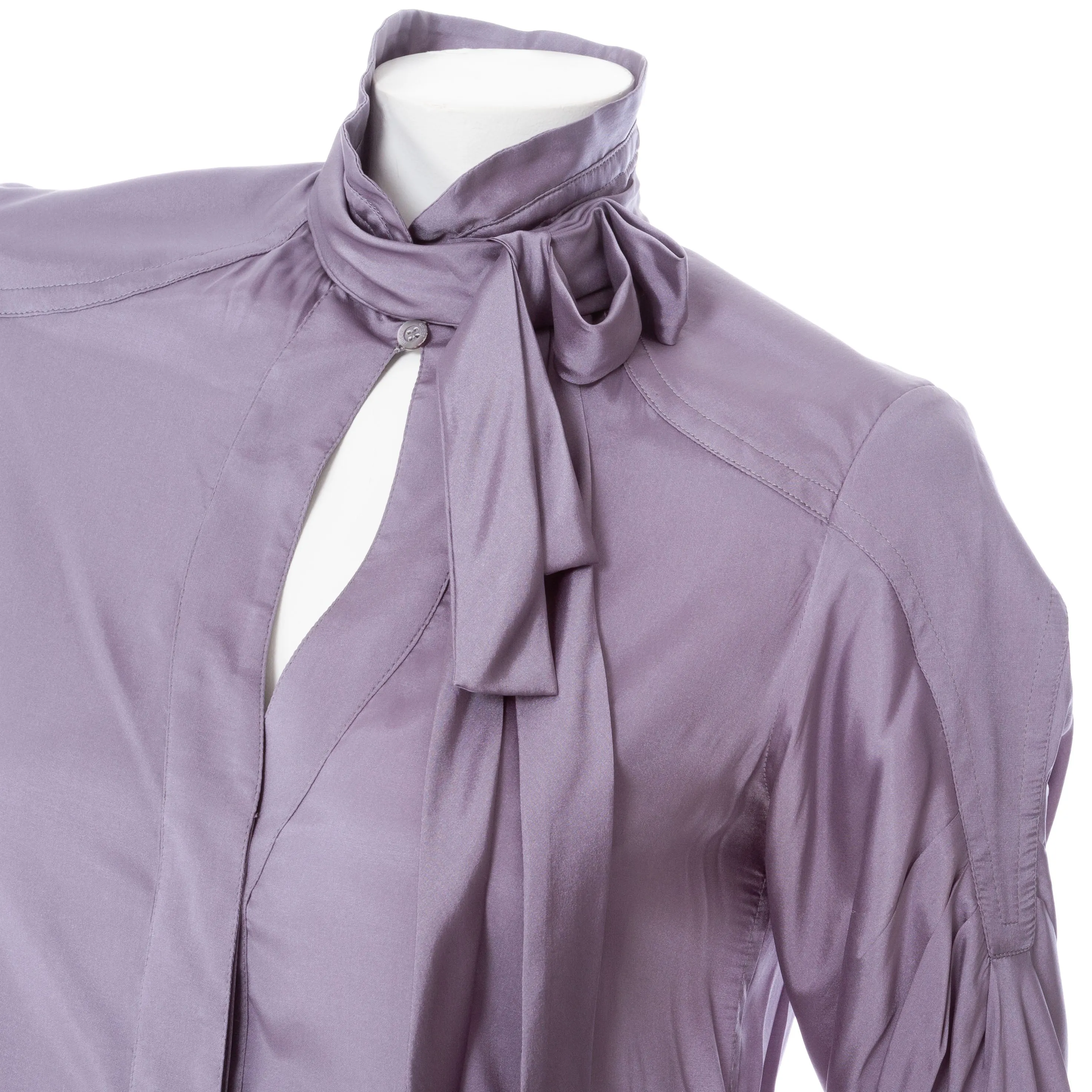 2005 Dusty Lavender Silk Bow-Neck Blouse