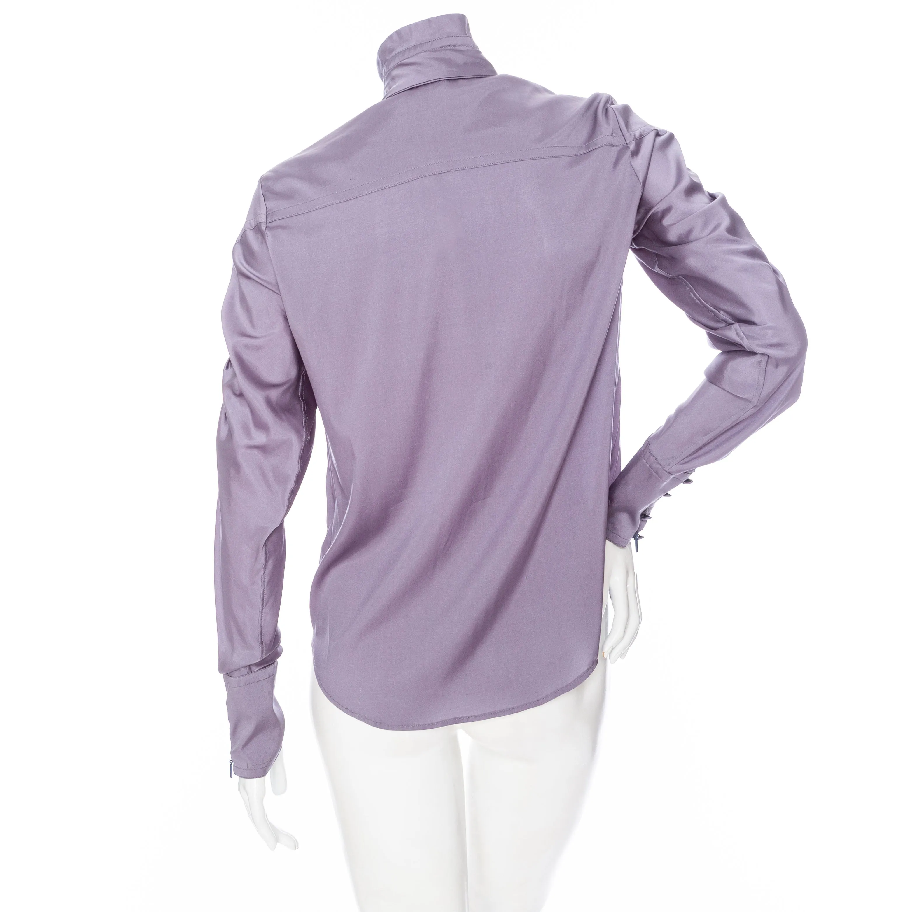 2005 Dusty Lavender Silk Bow-Neck Blouse