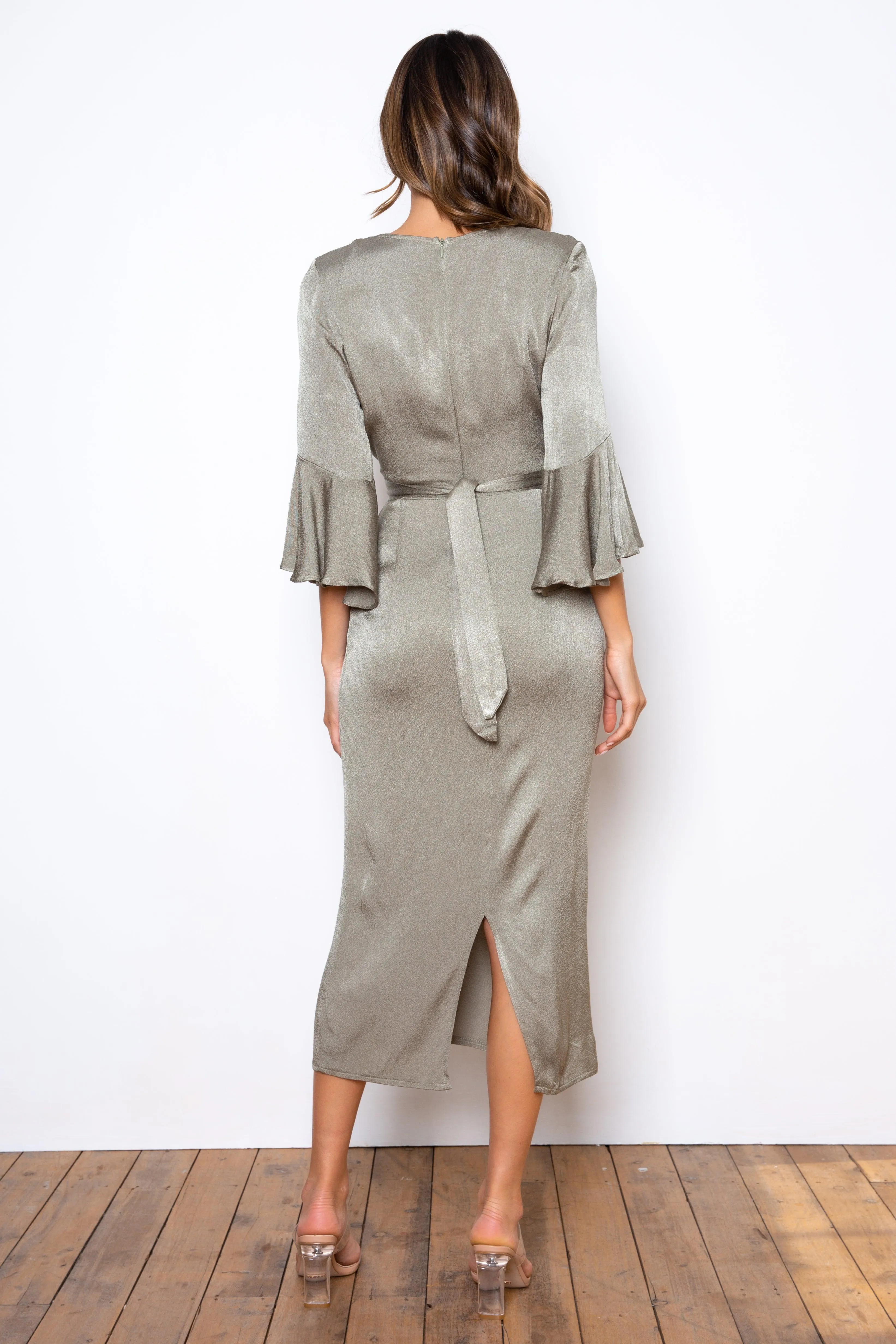 Elegant Olive Green Adira Dress - Perfect for Any Occasion