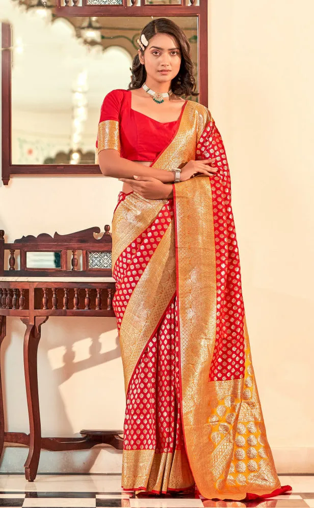 Amazing Printed Work Red Colored Soft Silk Sarees For Women