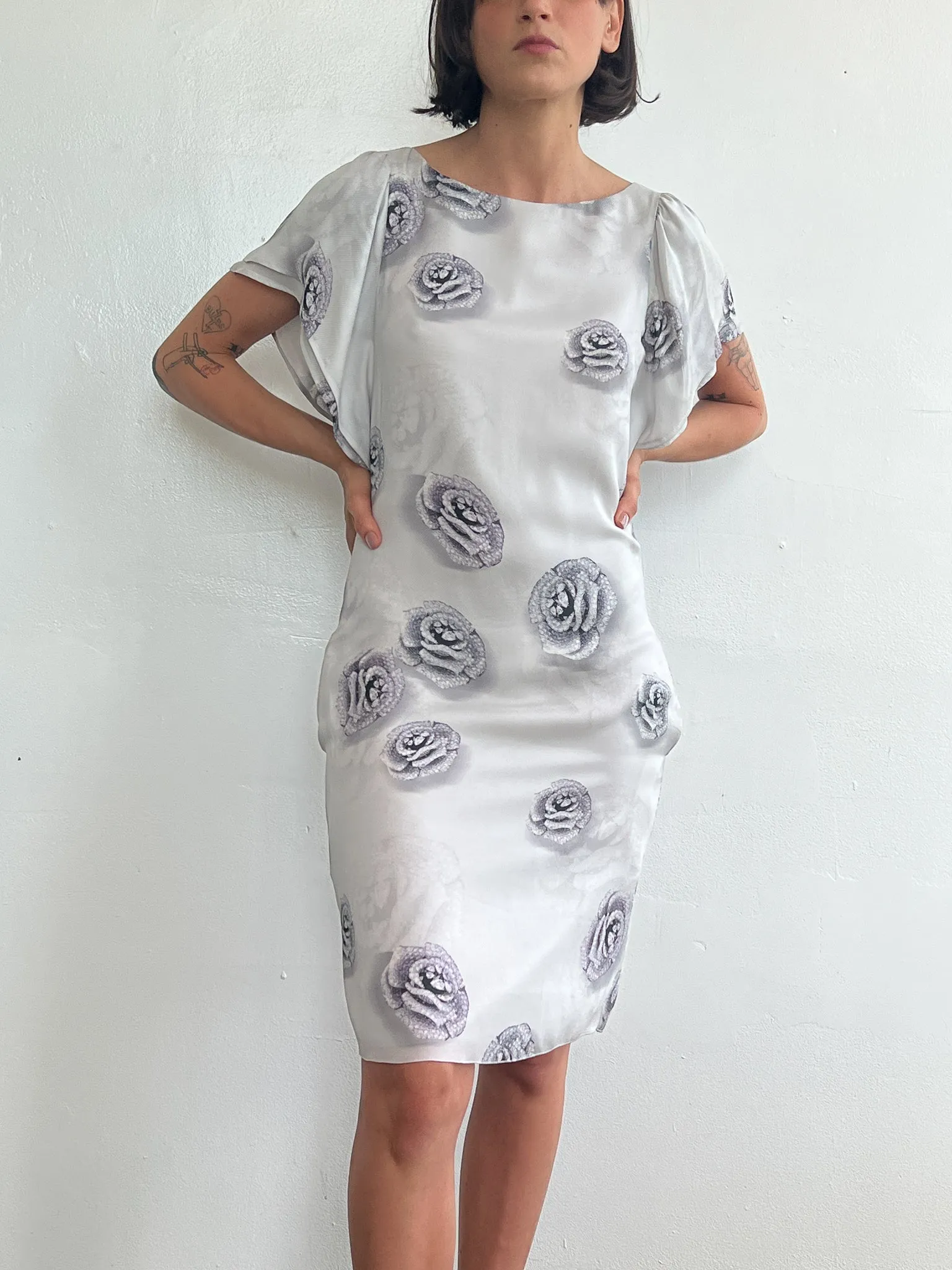 Armani Grayscale Roses Silk Dress (S)