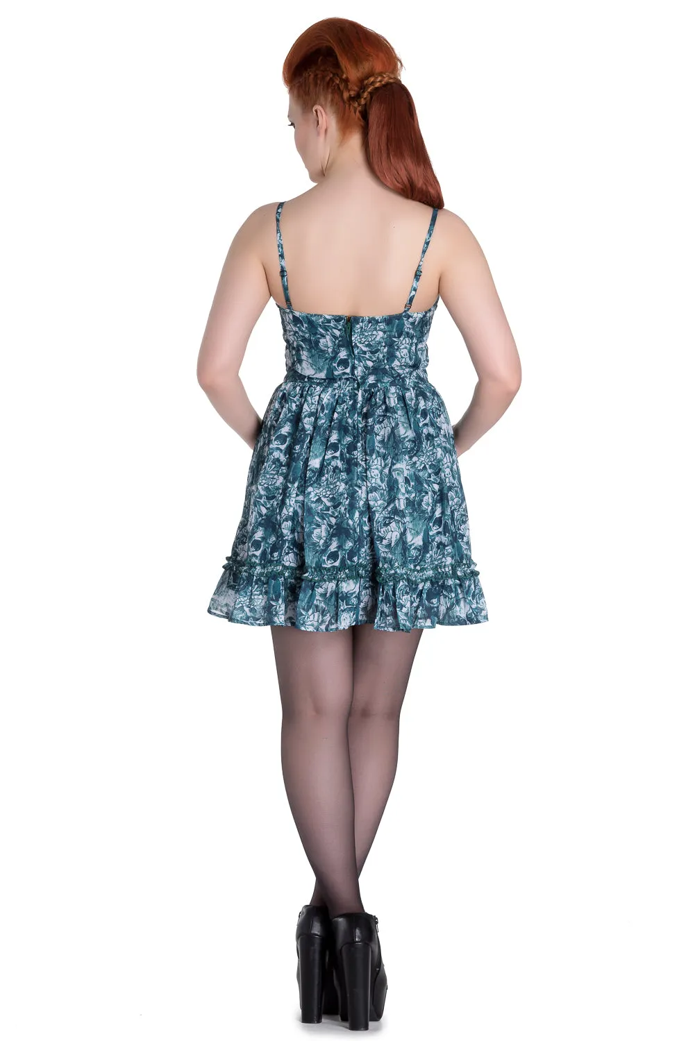 Aura Teal Skull Mini Dress