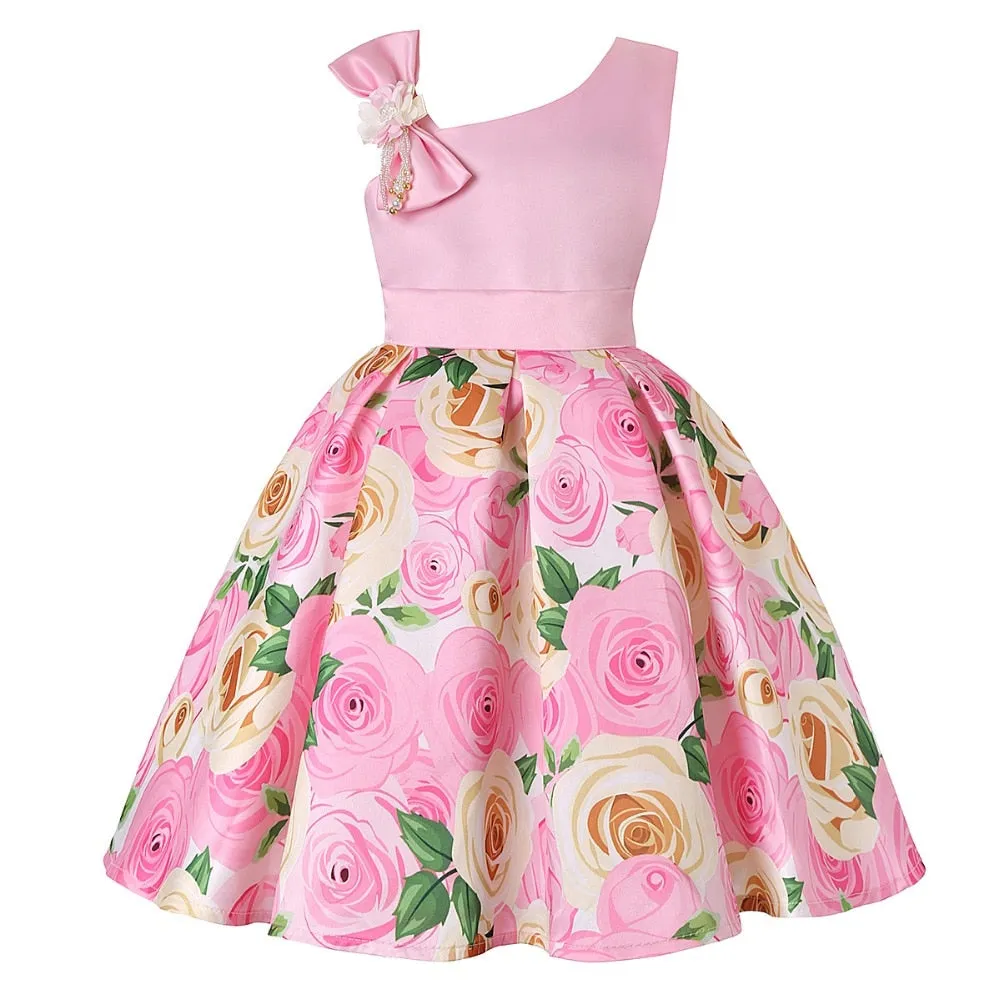 Baby Girl Princess Birthday Wedding Party  Dress With Bow