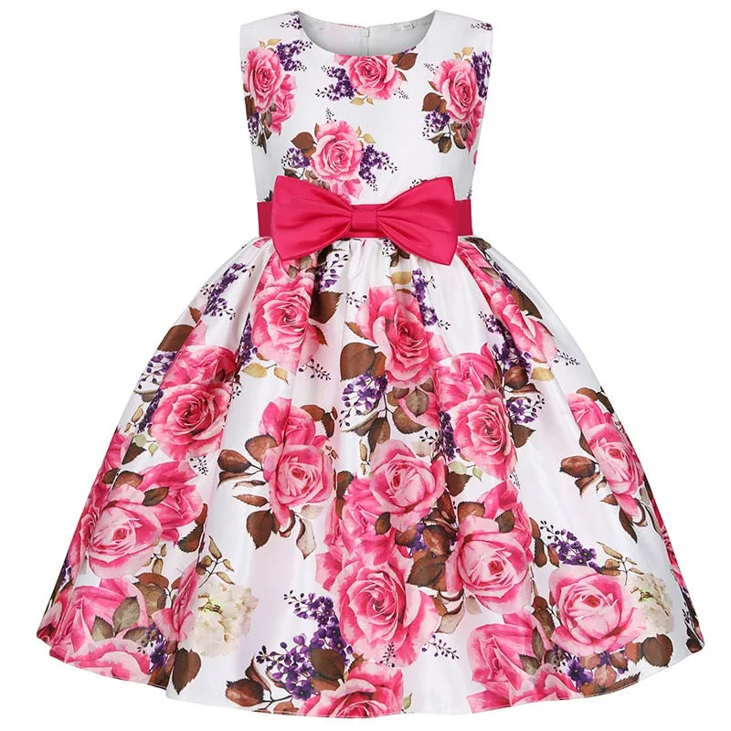 Baby Girl Princess Birthday Wedding Party  Dress With Bow