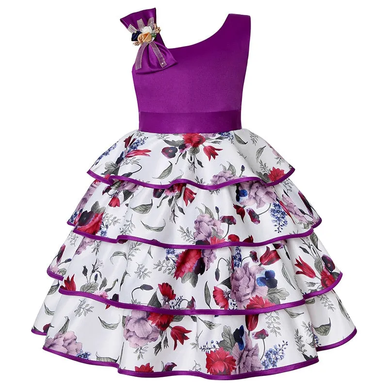 Baby Girl Princess Birthday Wedding Party  Dress With Bow