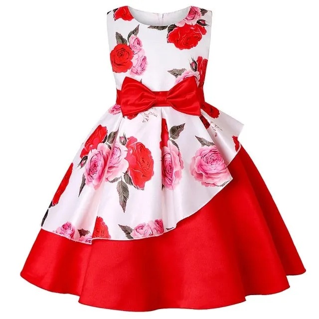 Baby Girl Princess Birthday Wedding Party  Dress With Bow