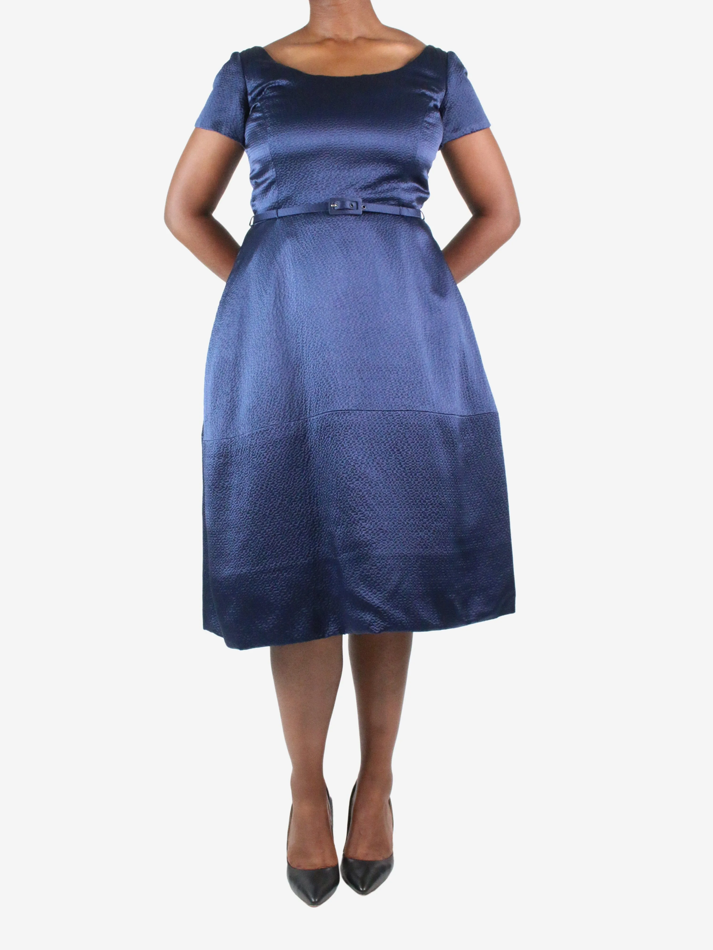 Blue short-sleeved textured dress - size