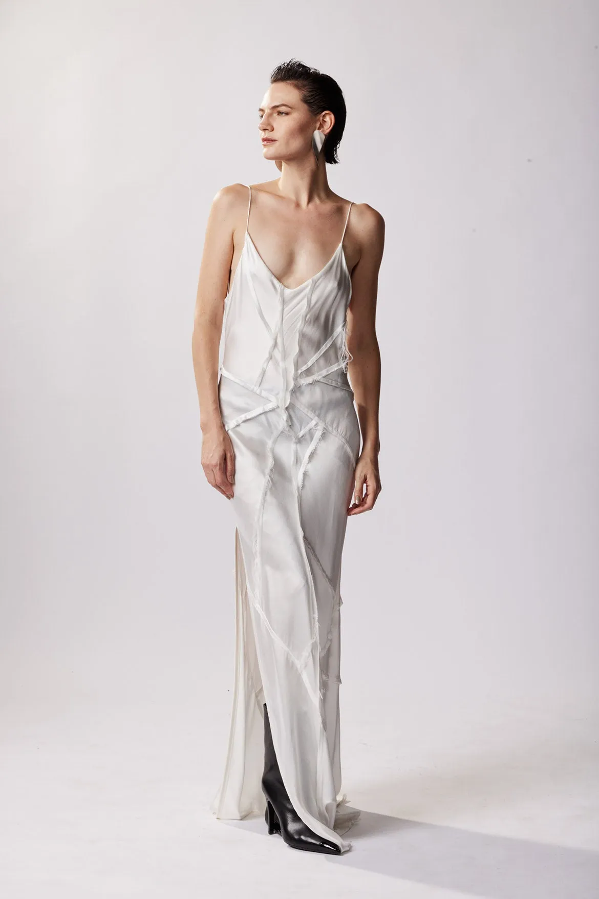 BM Elongated Recycled Dress with Slit - Limestone