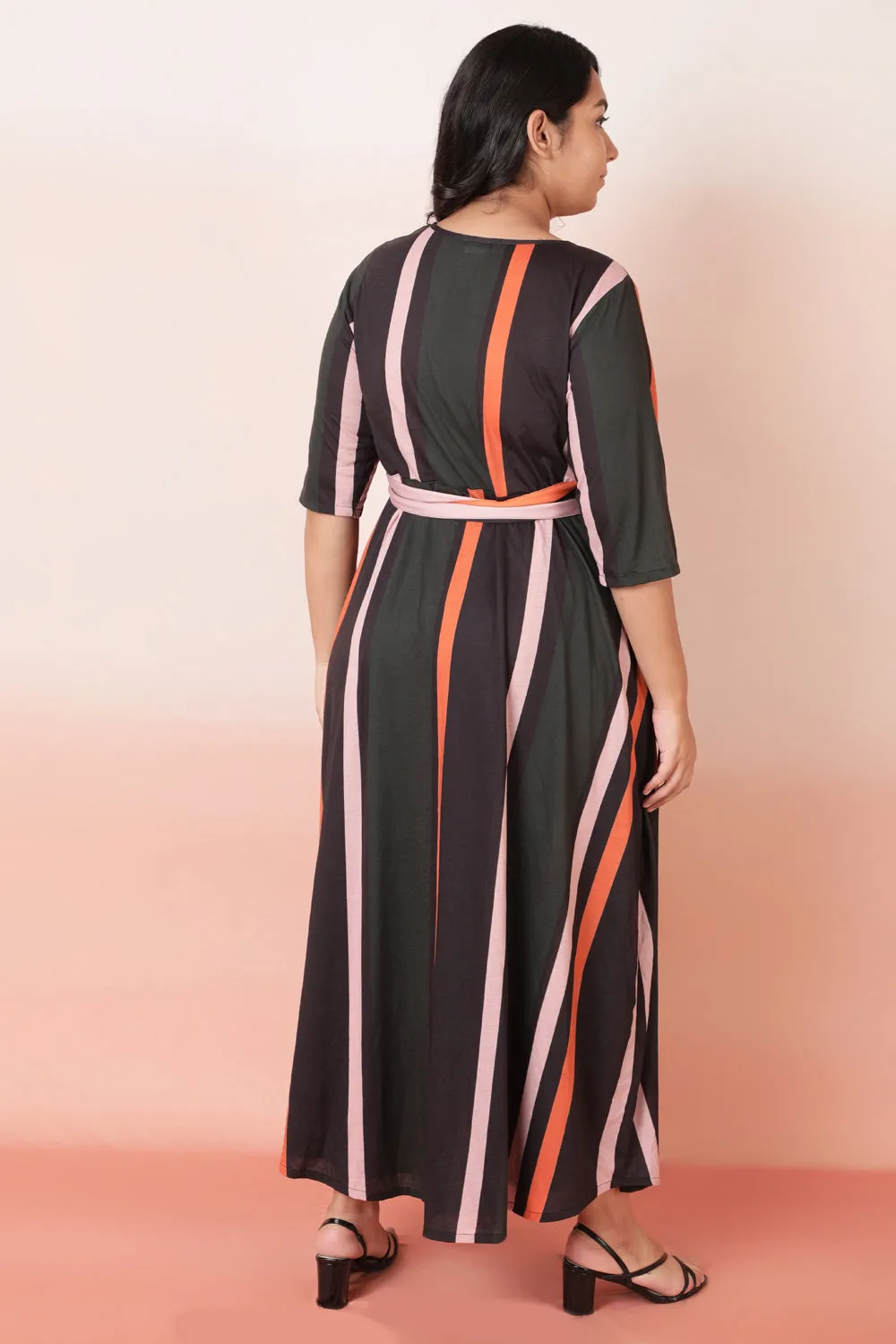 Bold Stripes True Wrap Maxi Dress