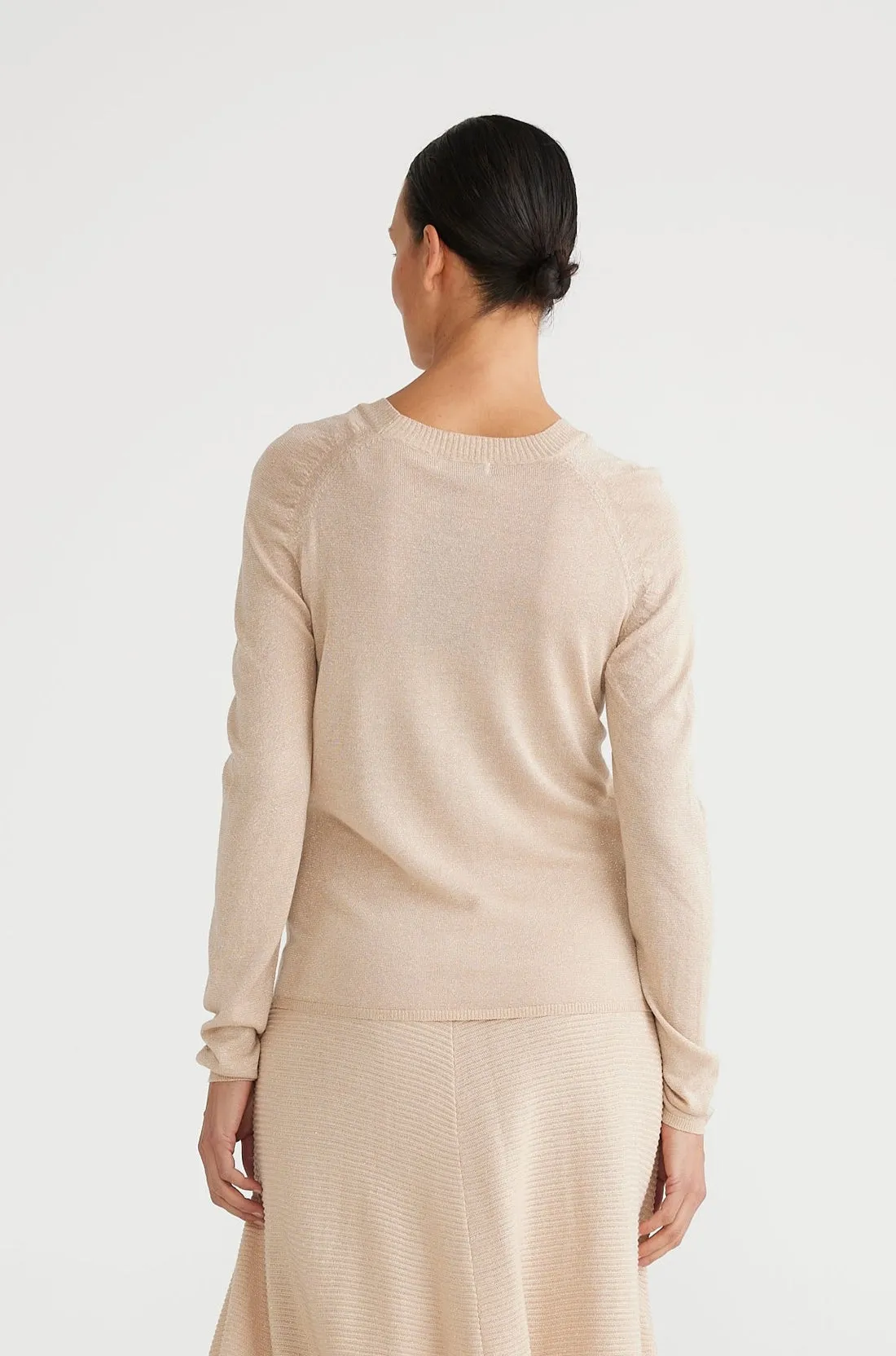 Brave & True Domenica Gathered Sleeve Knit Top  Champagne