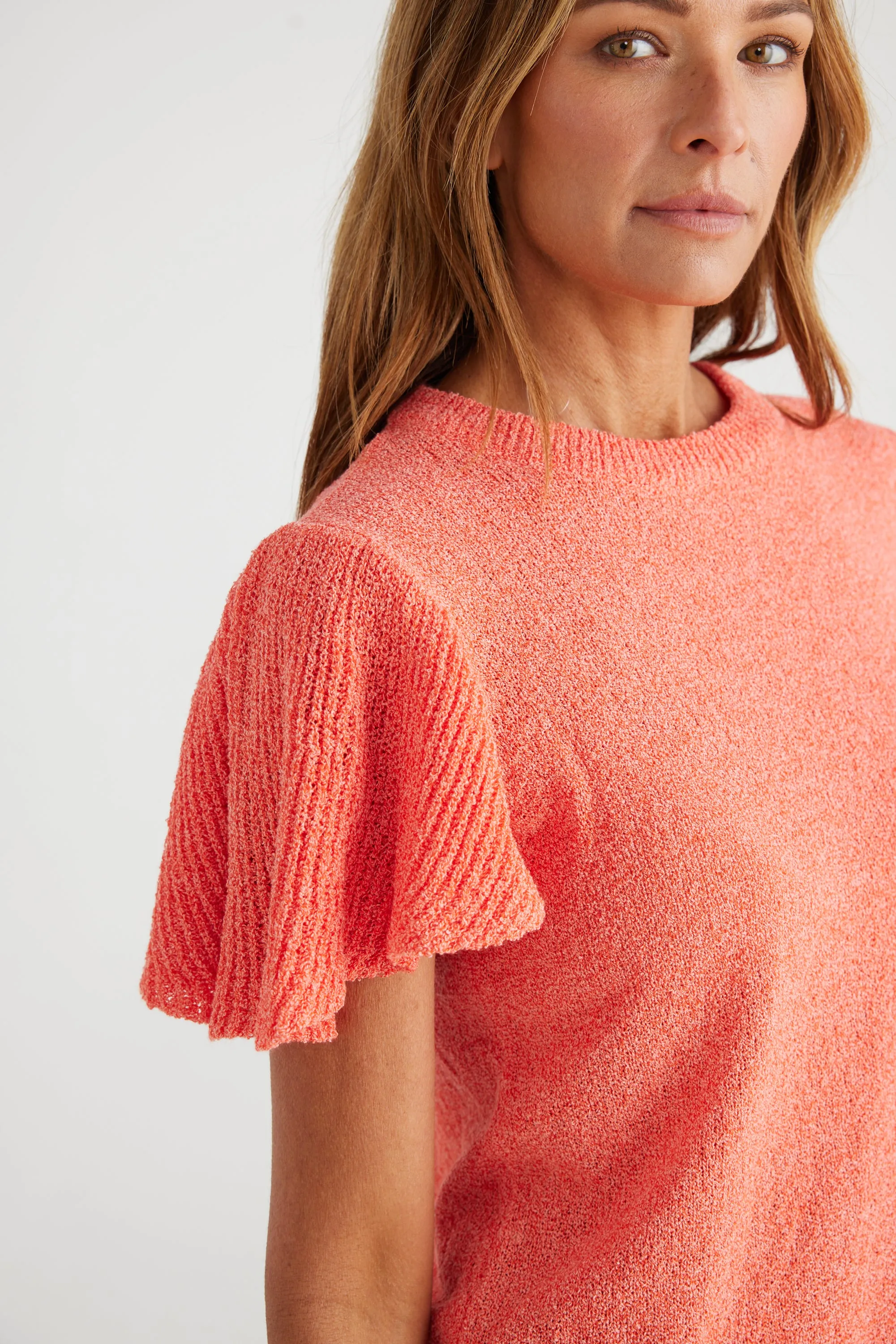 Brave & True Manderly Knit Top Mandarin Marle