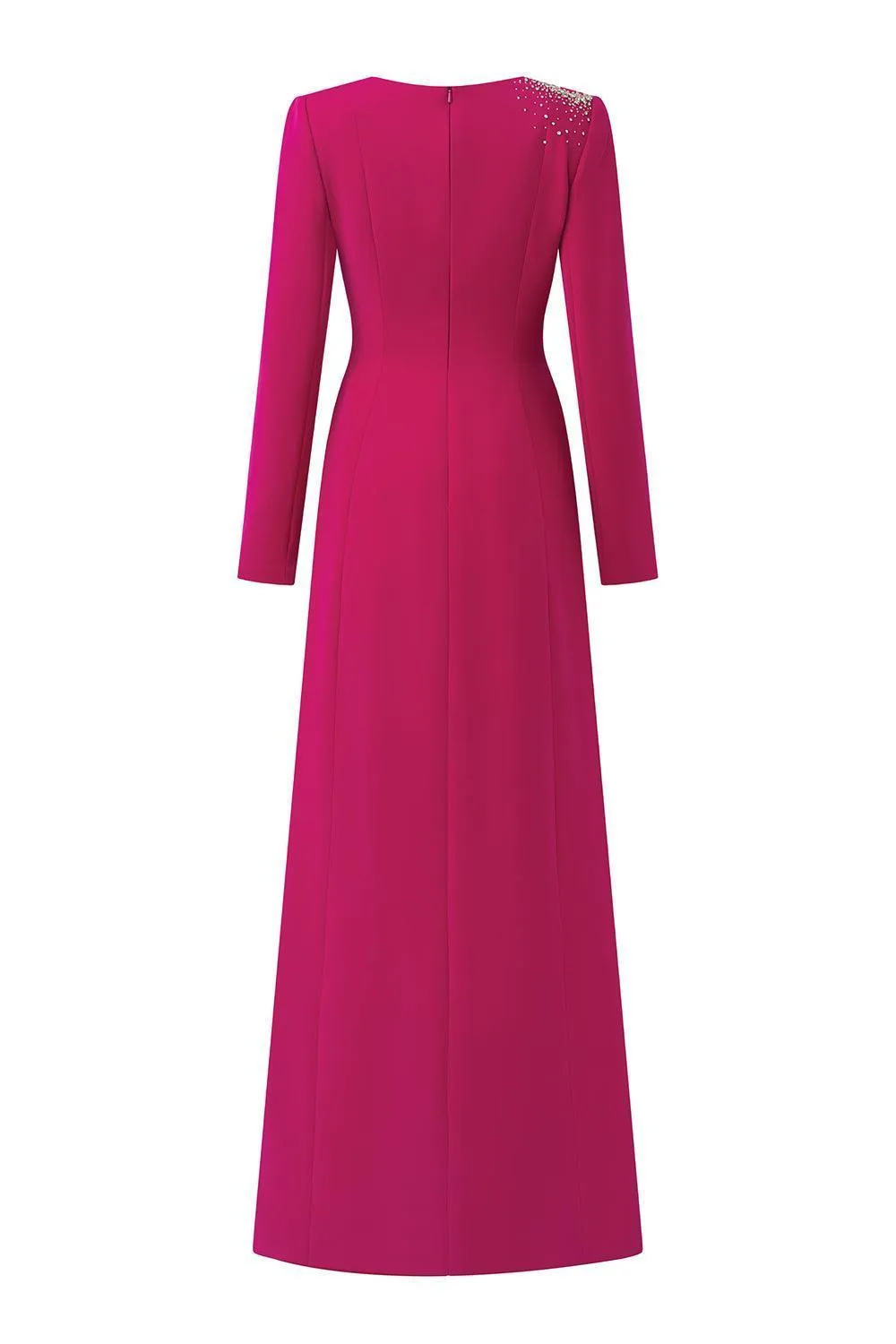 Brillz A-line Square Shoulder Velvet Satin Maxi Dress