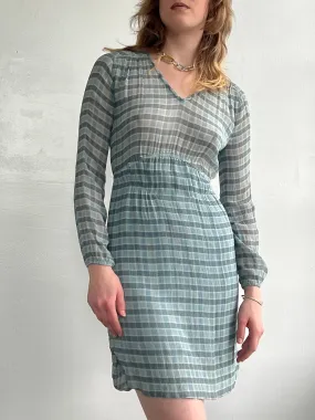 Burberry Brit Blue Plaid Silk Dress (S)