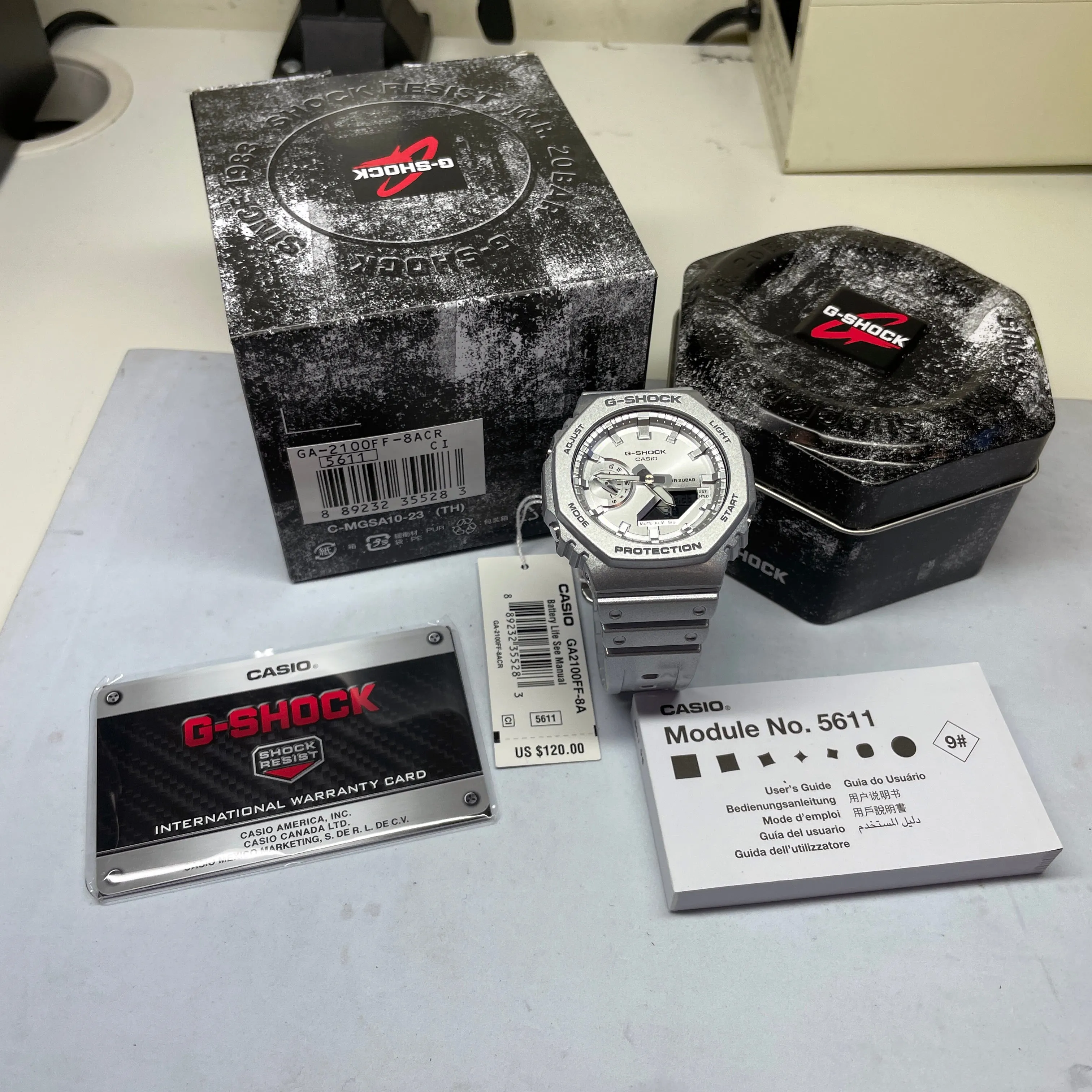 Casio G-Shock Forgotten Future Silver Metallic CasiOak Watch GA2100FF-8A