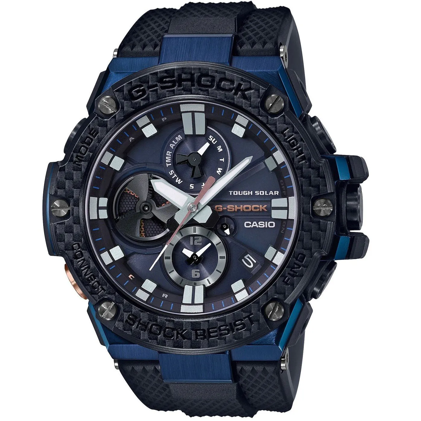 Casio G-Shock G-Steel Blue Rose Gold Solar Watch GSTB100XB-2A