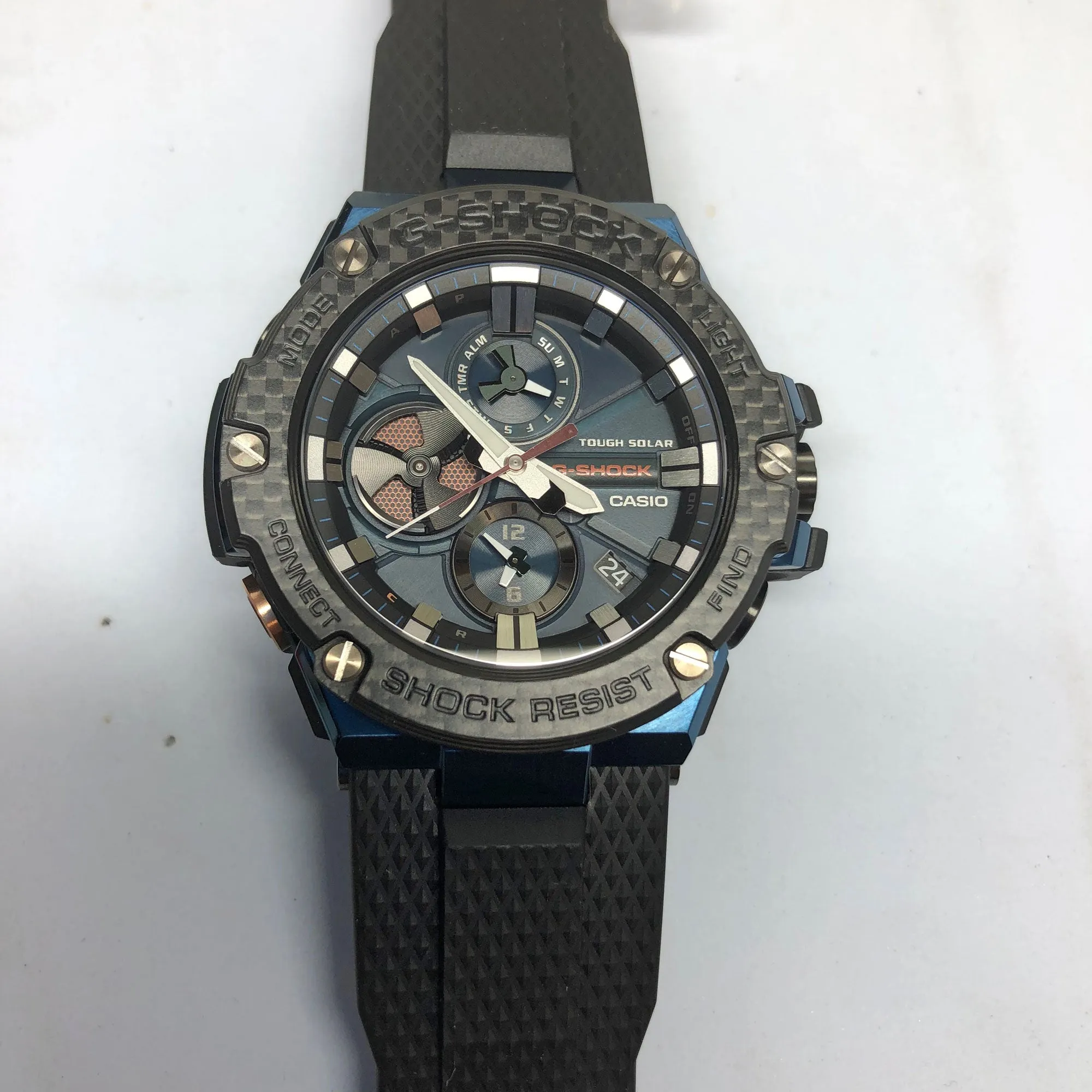 Casio G-Shock G-Steel Blue Rose Gold Solar Watch GSTB100XB-2A