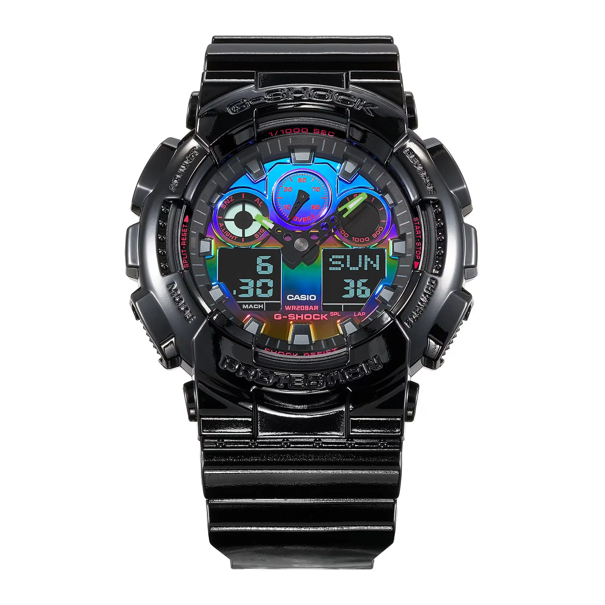 CASIO G-SHOCK GA100RGB-1A Garish Rainbow Gamers RGB Watch