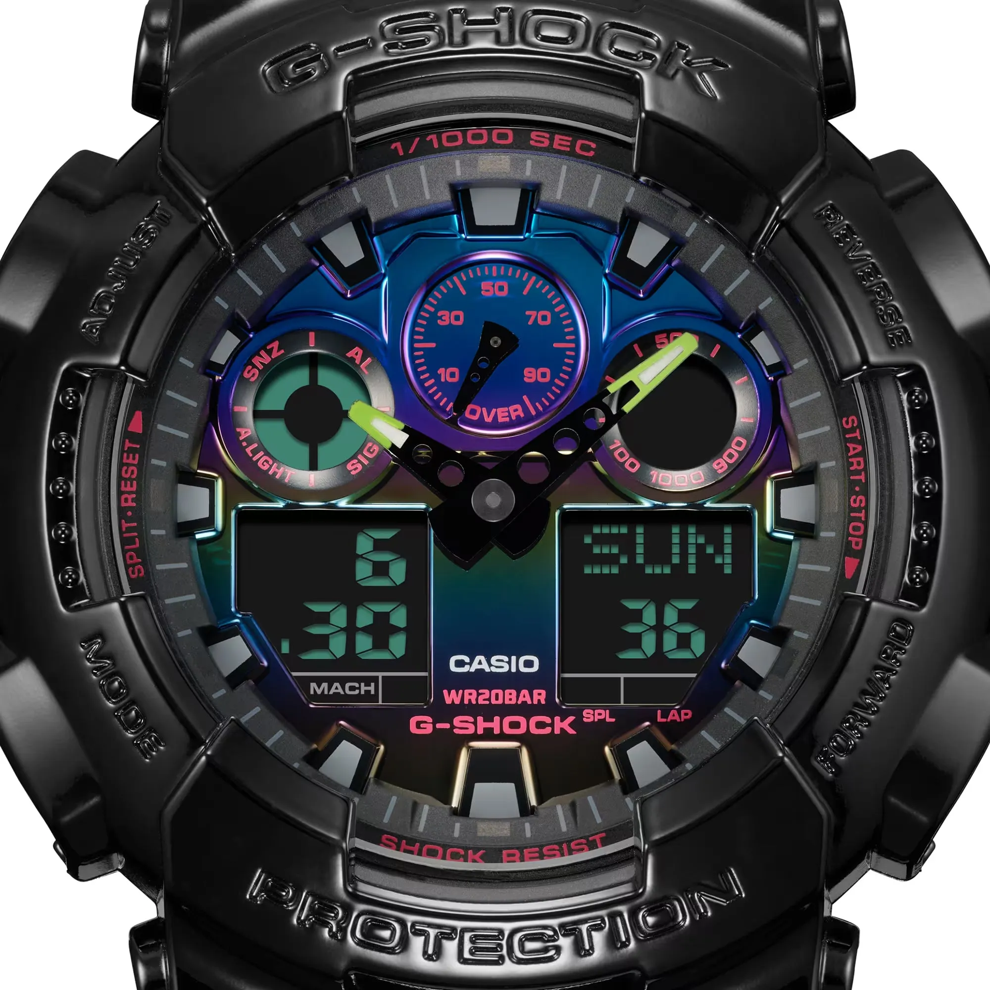 CASIO G-SHOCK GA100RGB-1A Garish Rainbow Gamers RGB Watch