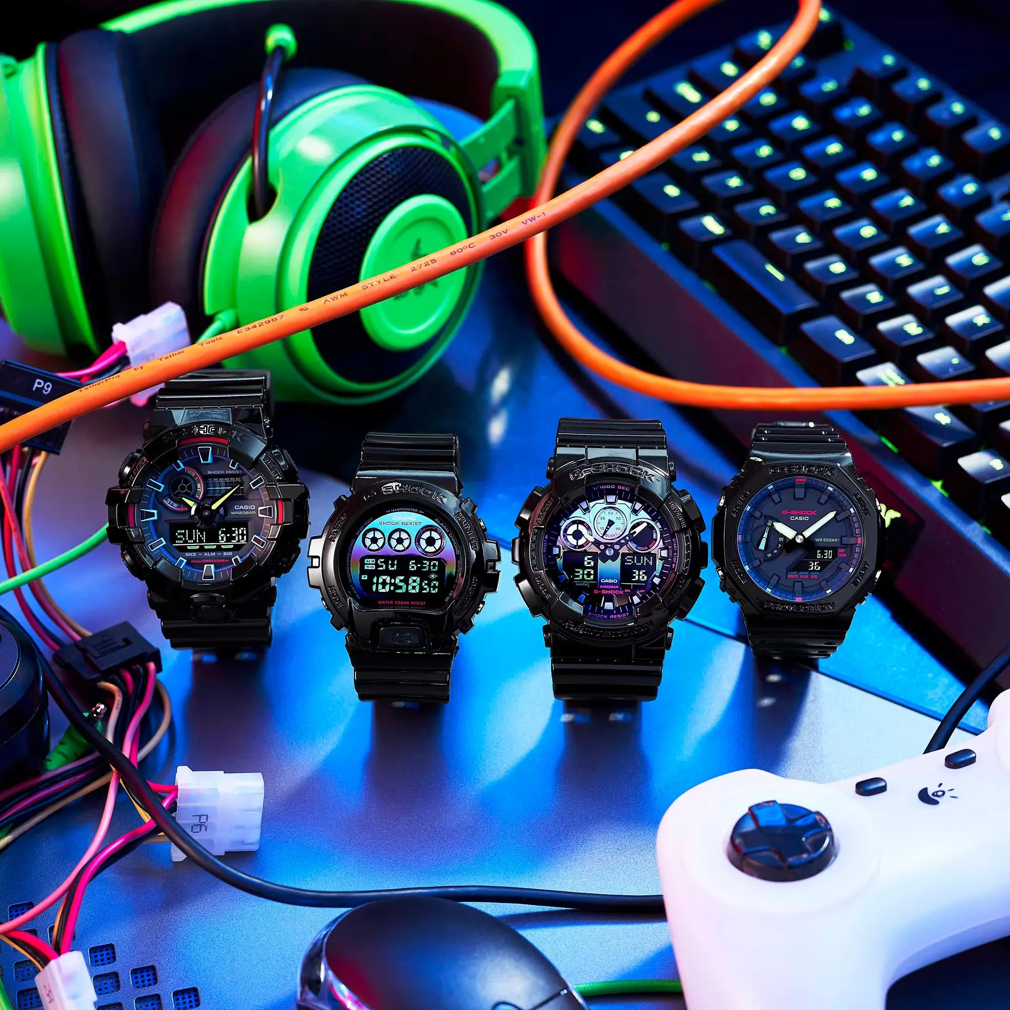 CASIO G-SHOCK GA100RGB-1A Garish Rainbow Gamers RGB Watch