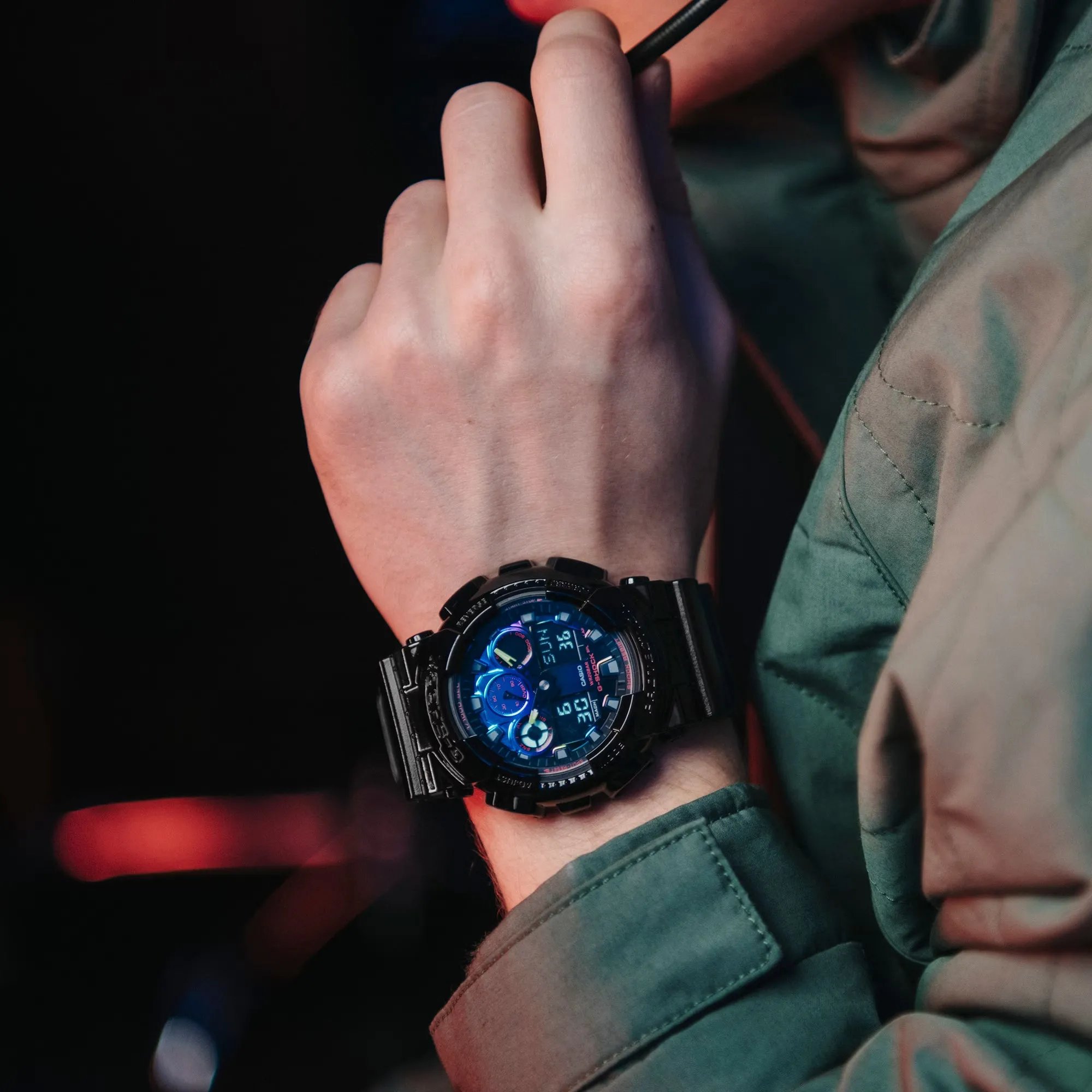 CASIO G-SHOCK GA100RGB-1A Garish Rainbow Gamers RGB Watch