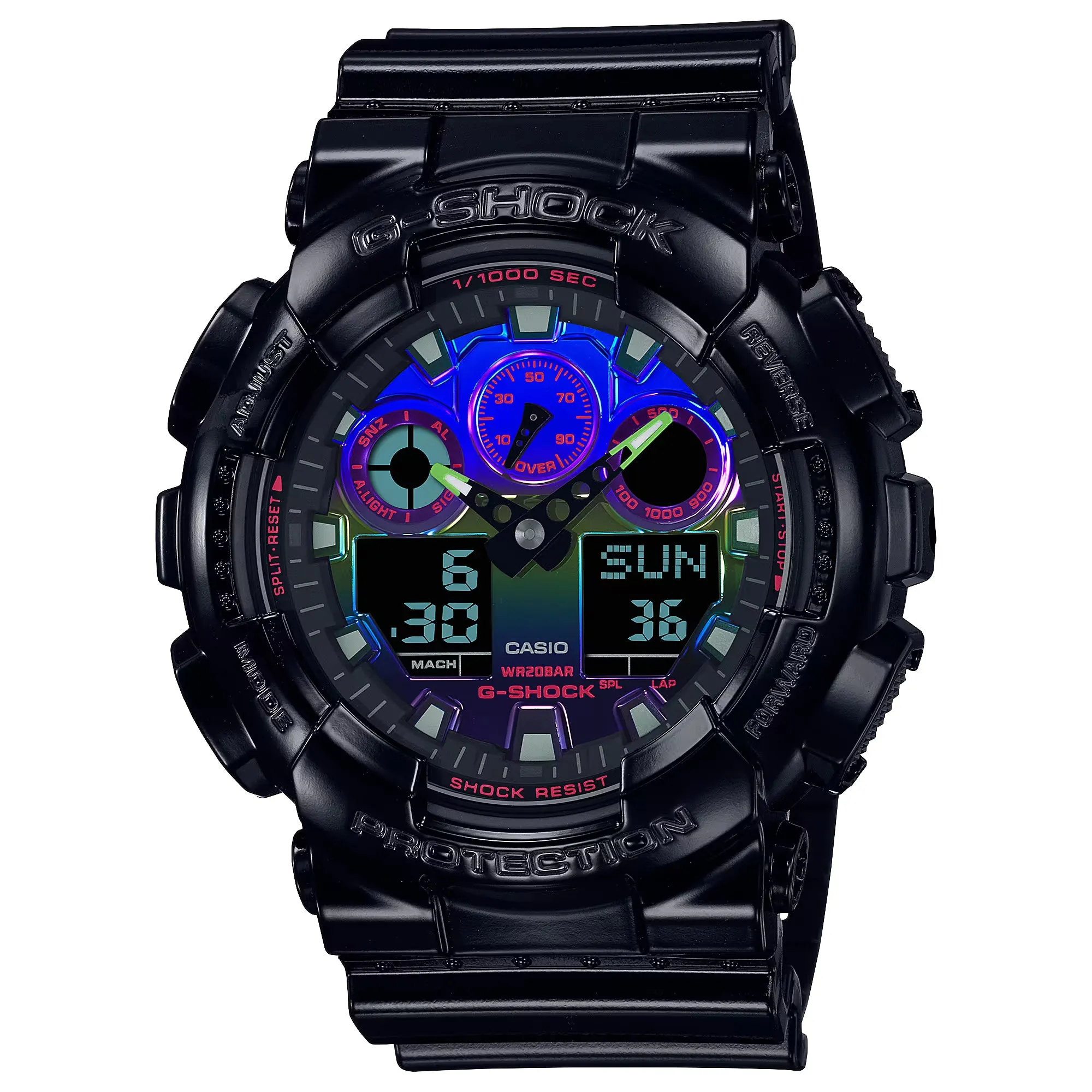 CASIO G-SHOCK GA100RGB-1A Garish Rainbow Gamers RGB Watch