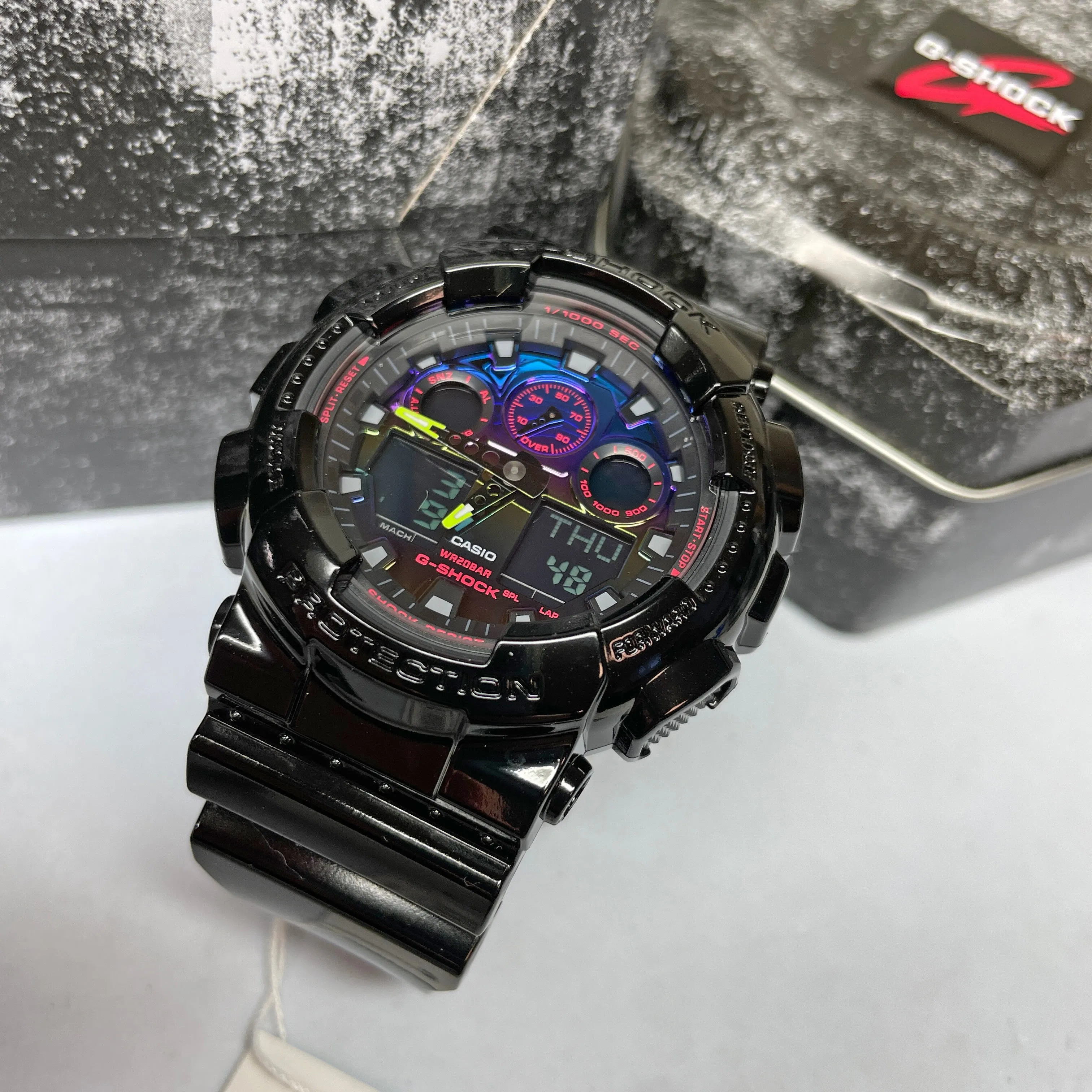 CASIO G-SHOCK GA100RGB-1A Garish Rainbow Gamers RGB Watch