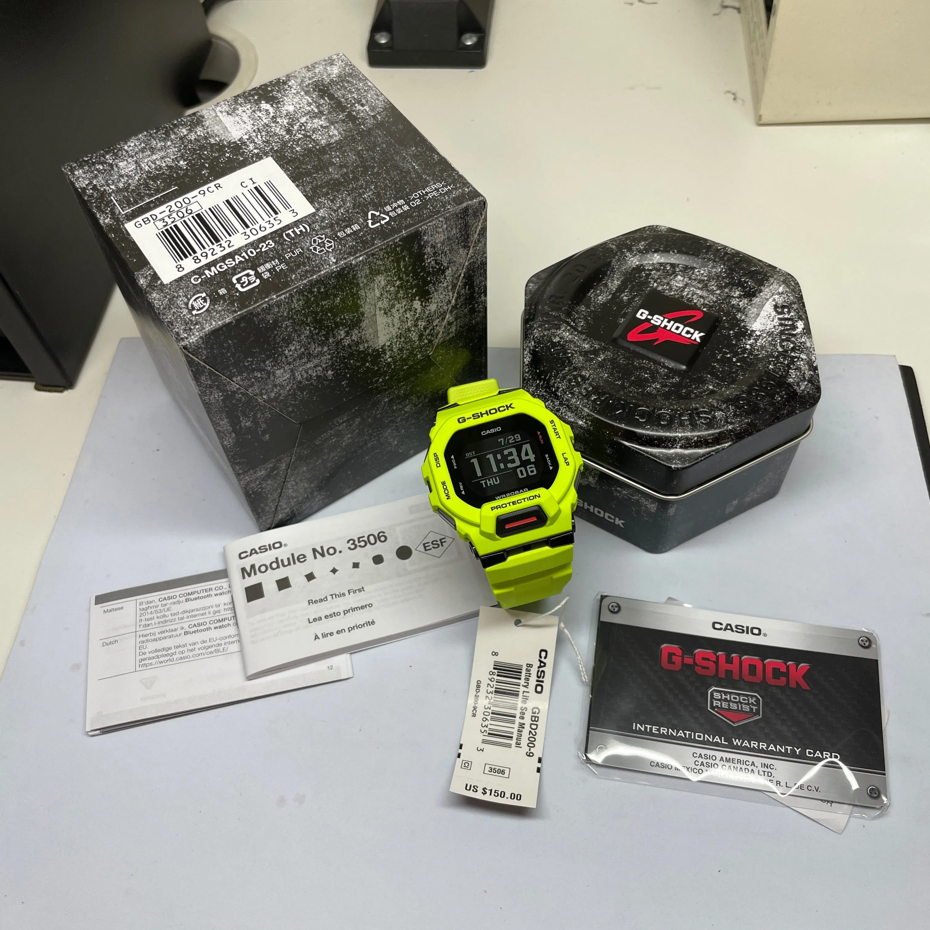 CASIO G-Shock GBD200-9 Move Watch Power Trainer Bright Yellow Bluetooth