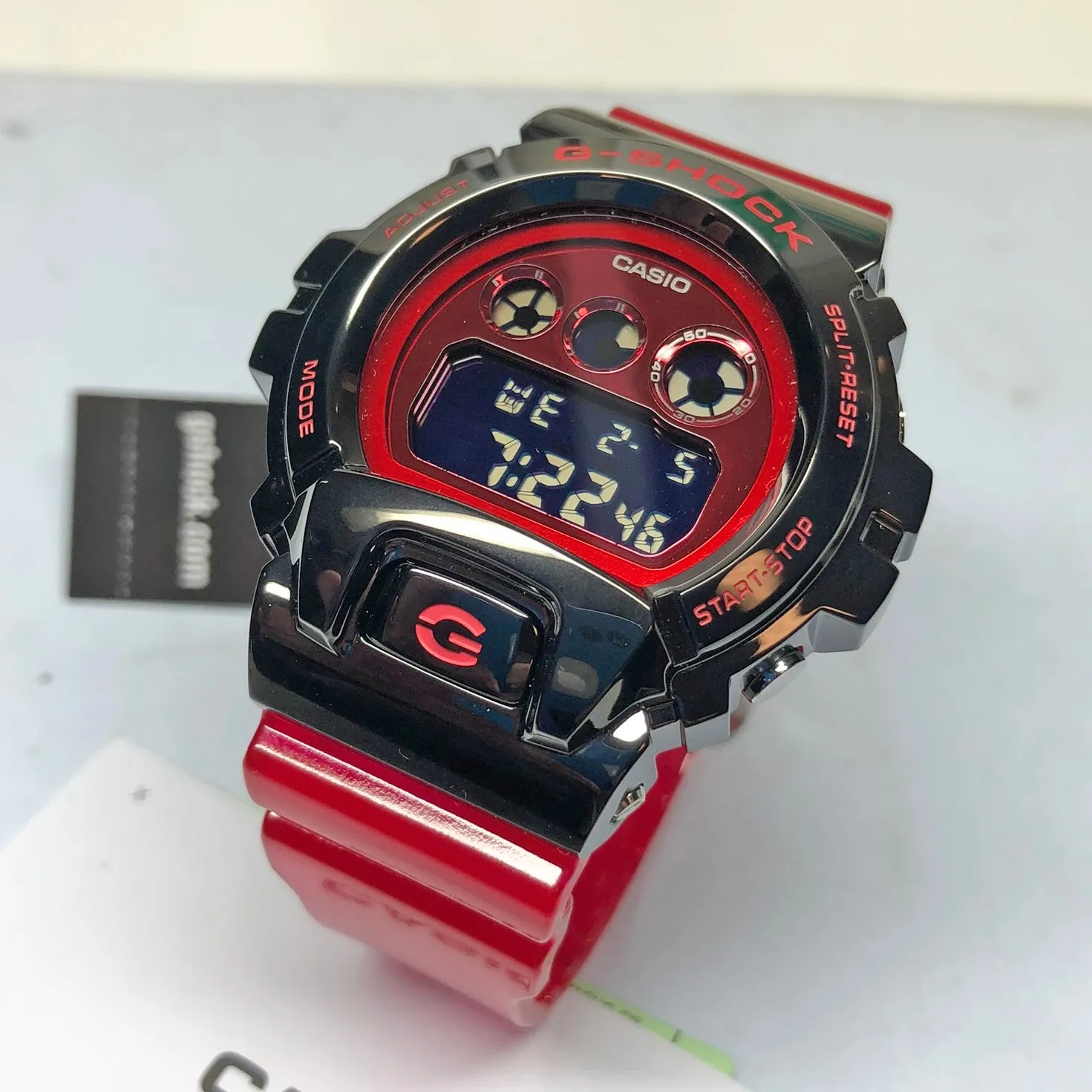 Casio G-Shock GM-6900B-4 Red Stainless Steel Metal Bezel 25th Anniversary Watch