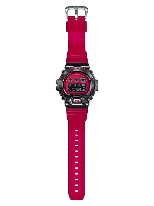 Casio G-Shock GM-6900B-4 Red Stainless Steel Metal Bezel 25th Anniversary Watch