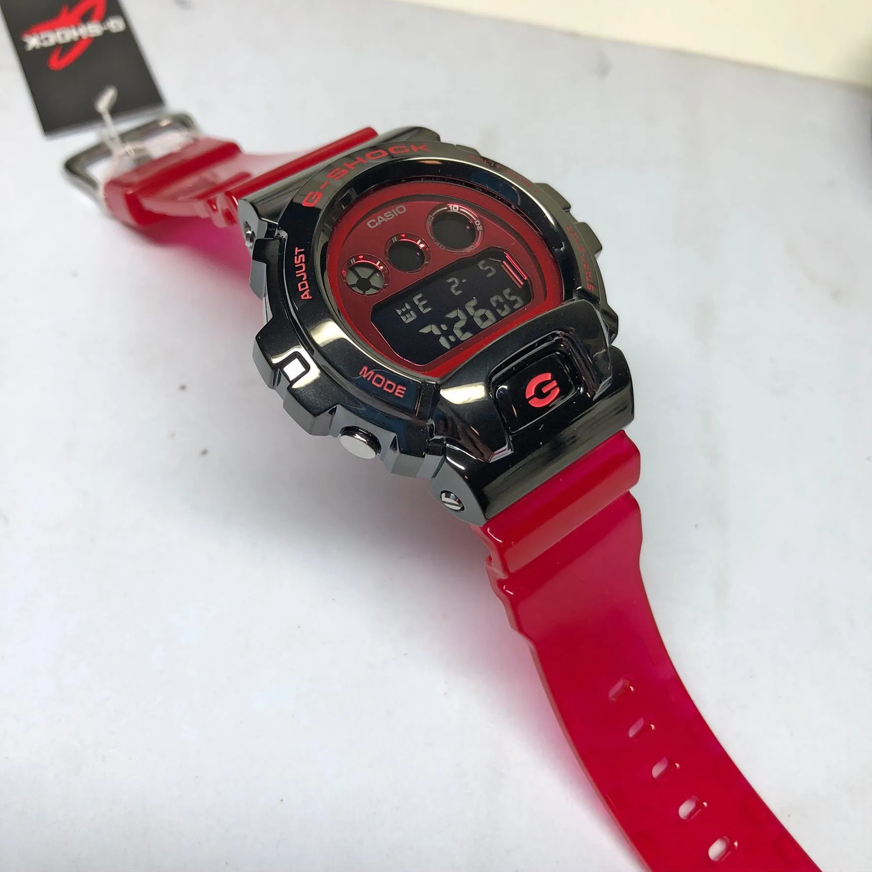 Casio G-Shock GM-6900B-4 Red Stainless Steel Metal Bezel 25th Anniversary Watch