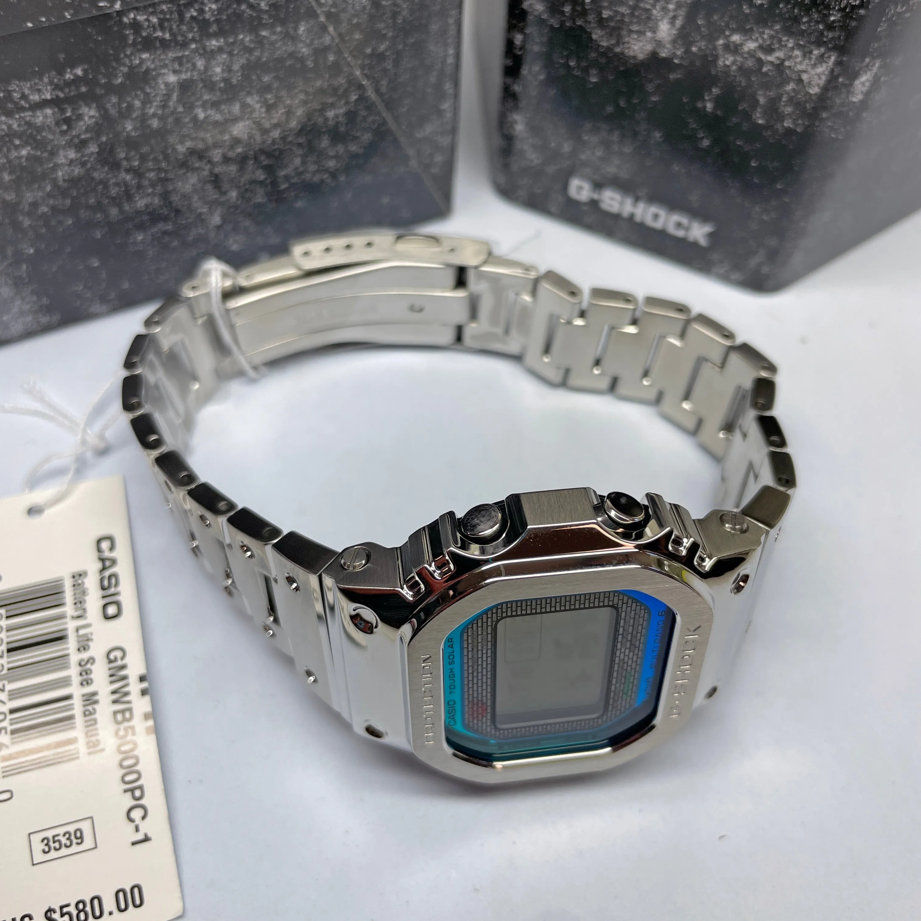 CASIO G-SHOCK GMWB5000PC-1 Bluetooth Polychromatic Rainbow Full Metal Solar Square Watch Steel