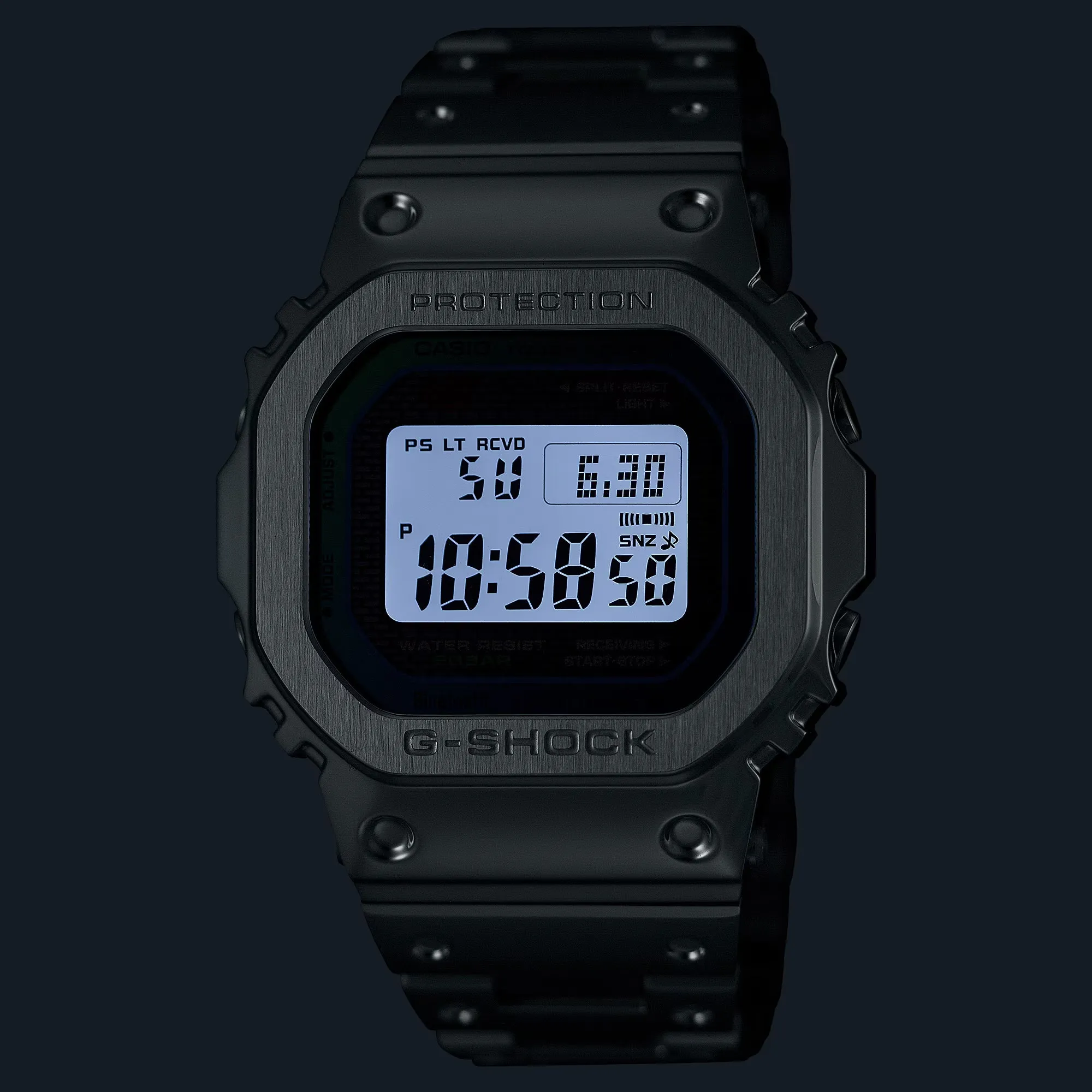 CASIO G-SHOCK GMWB5000PC-1 Bluetooth Polychromatic Rainbow Full Metal Solar Square Watch Steel