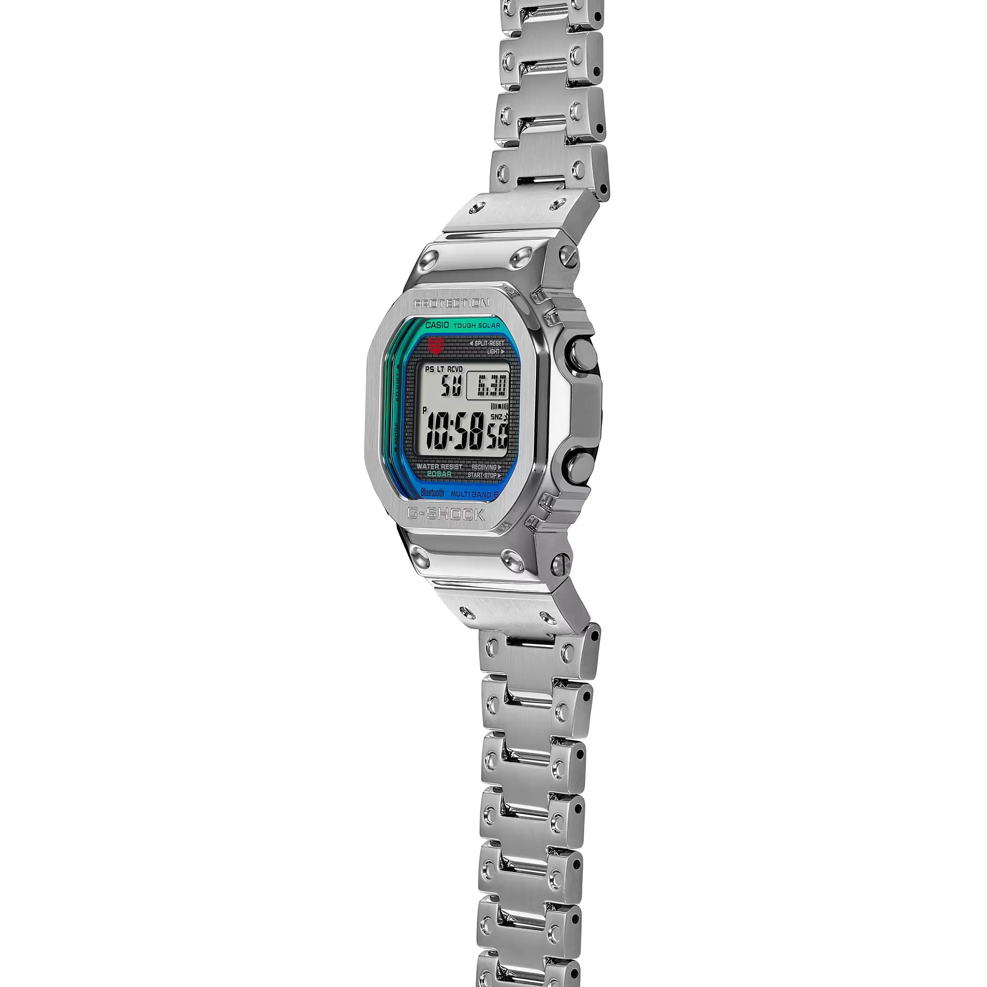 CASIO G-SHOCK GMWB5000PC-1 Bluetooth Polychromatic Rainbow Full Metal Solar Square Watch Steel