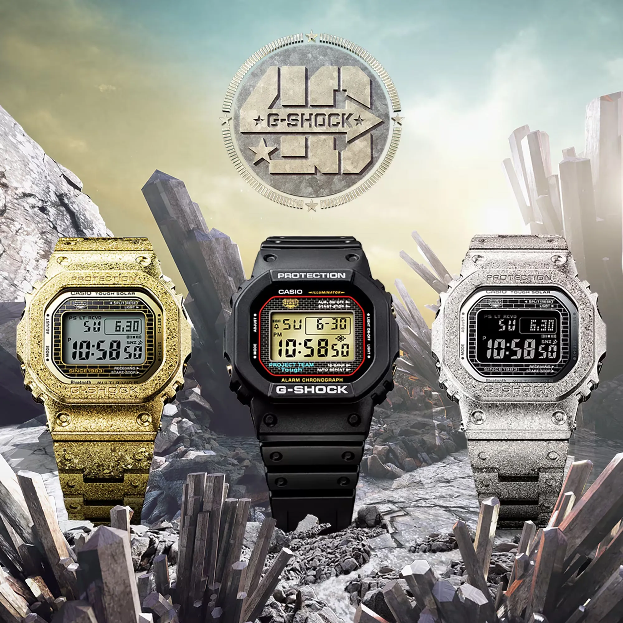 CASIO G-SHOCK GMWB5000PG-9 Gold 40th Anniversary Recrystallized Steel Bluetooth Full Metal Solar Watch