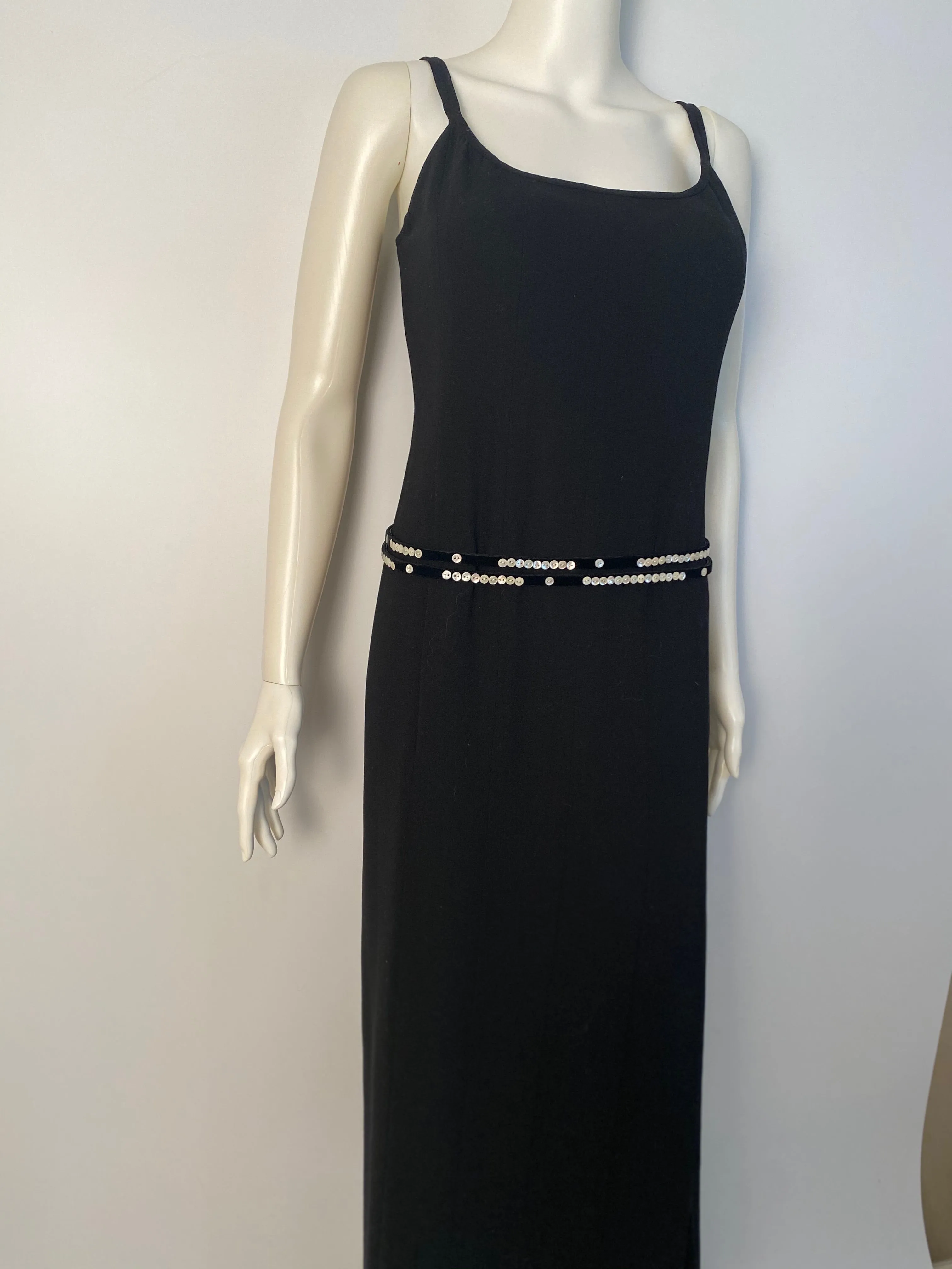 Chanel 03P, 2003 Spring extra long black buttons wrap around belt sz 80/32