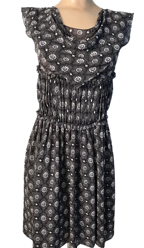 Chanel 07P, 2007 Spring Black Floral Silk Dress FR 38 US 4/6