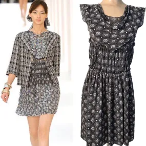 Chanel 07P, 2007 Spring Black Floral Silk Dress FR 38 US 4/6