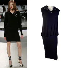 Chanel 08C 2008 Cruise Coco Line Black Sleeveless Ribbed Blouson Dress FR 38 US 6