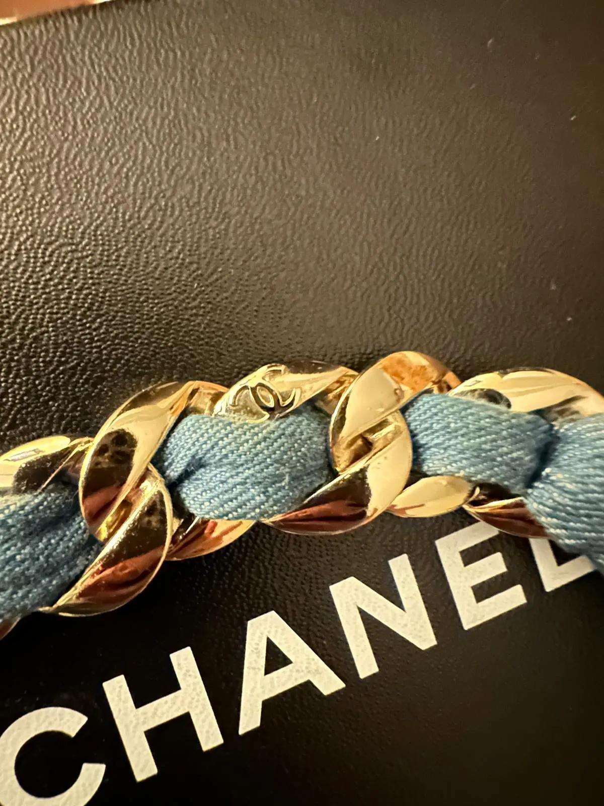 Chanel 08C 2008 Cruise Denim Chain Link Headband Hair Accessory, Necklace, Bracelet