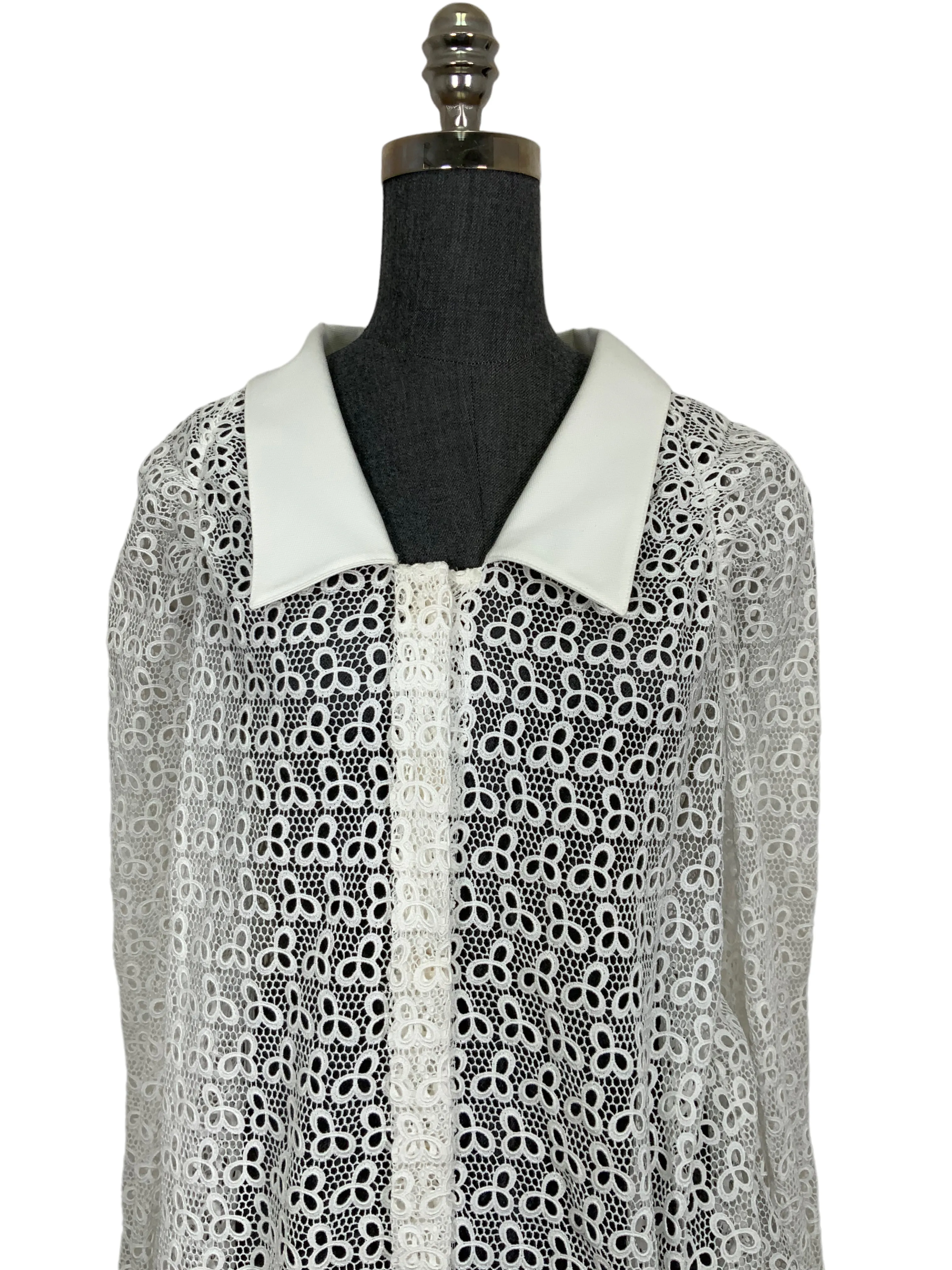 CHANEL 18C Cotton Eyelet Blouse Size S NEW