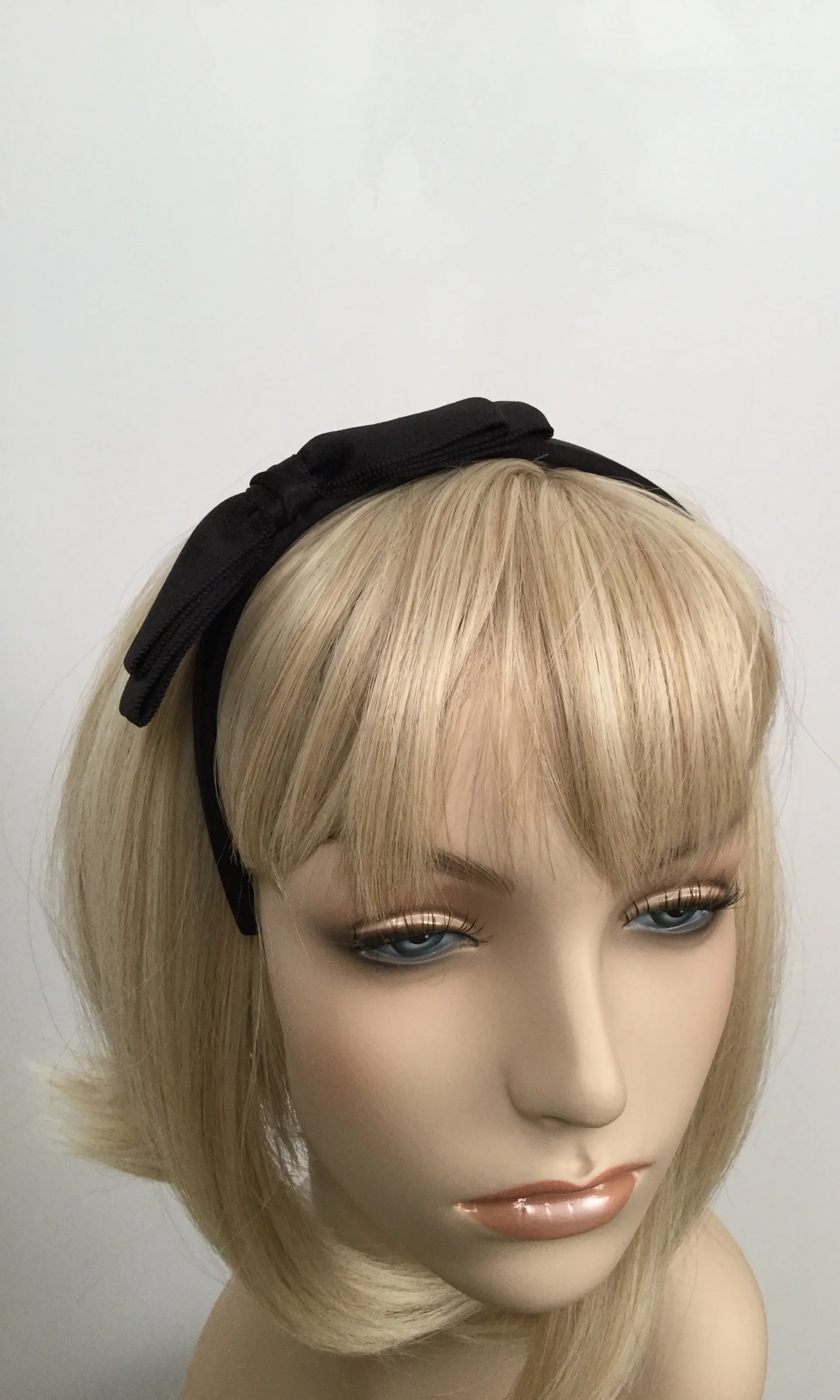 Chanel Black Satin Bow HeadBand Hair Accessory