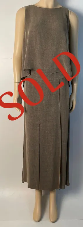 Chanel Vintage 99P 1999 Spring brown blouse long maxi skirt dress outfit set FR 38