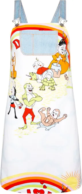 Christian Dior Cartoon Print Overalls Dress