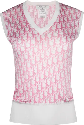 Christian Dior Diorissimo Girly Silk V-Neck Top