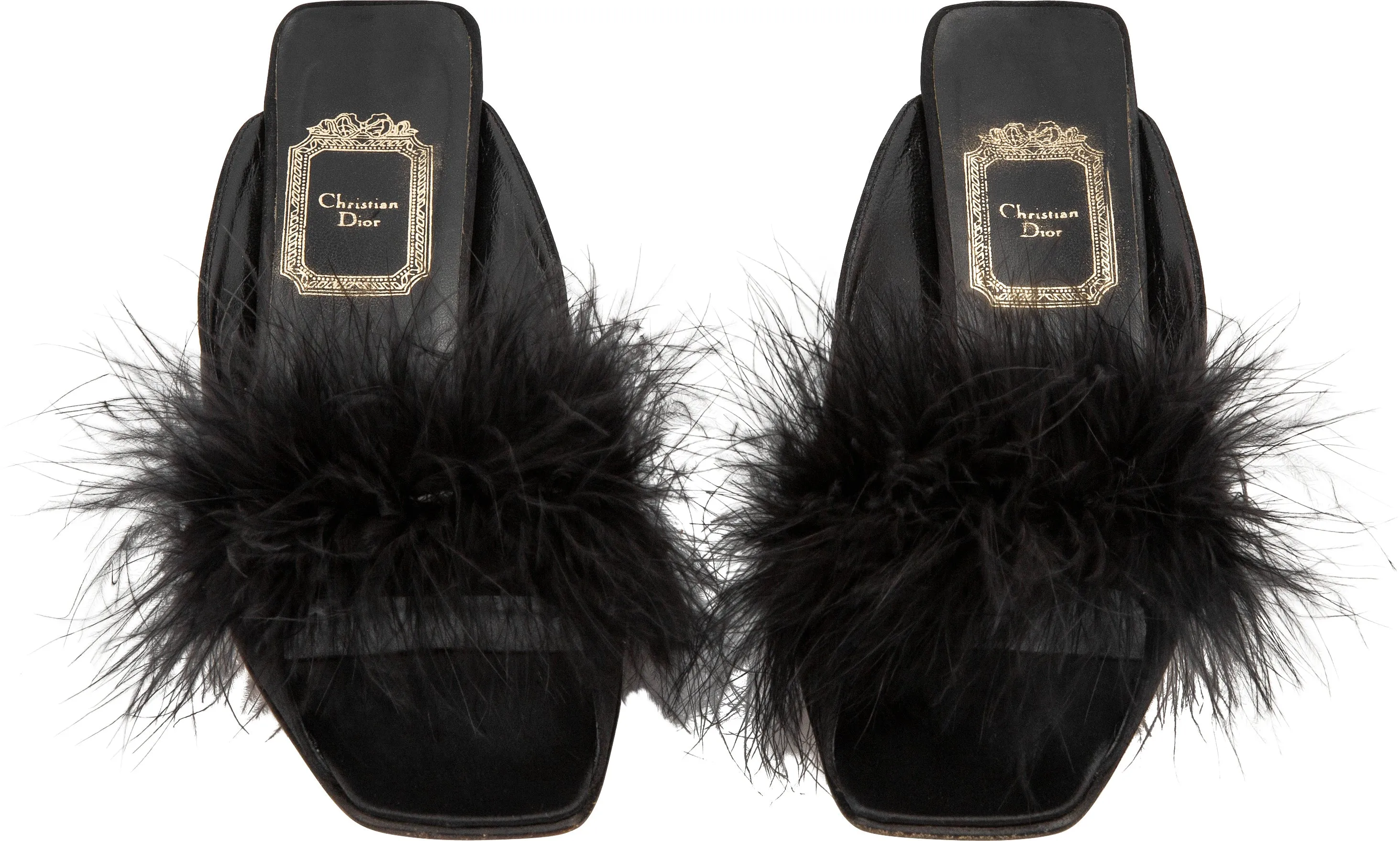 Christian Dior Marabou Satin Mules