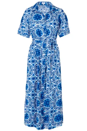 Cotton Maddie Dress in Blue and White Suzi