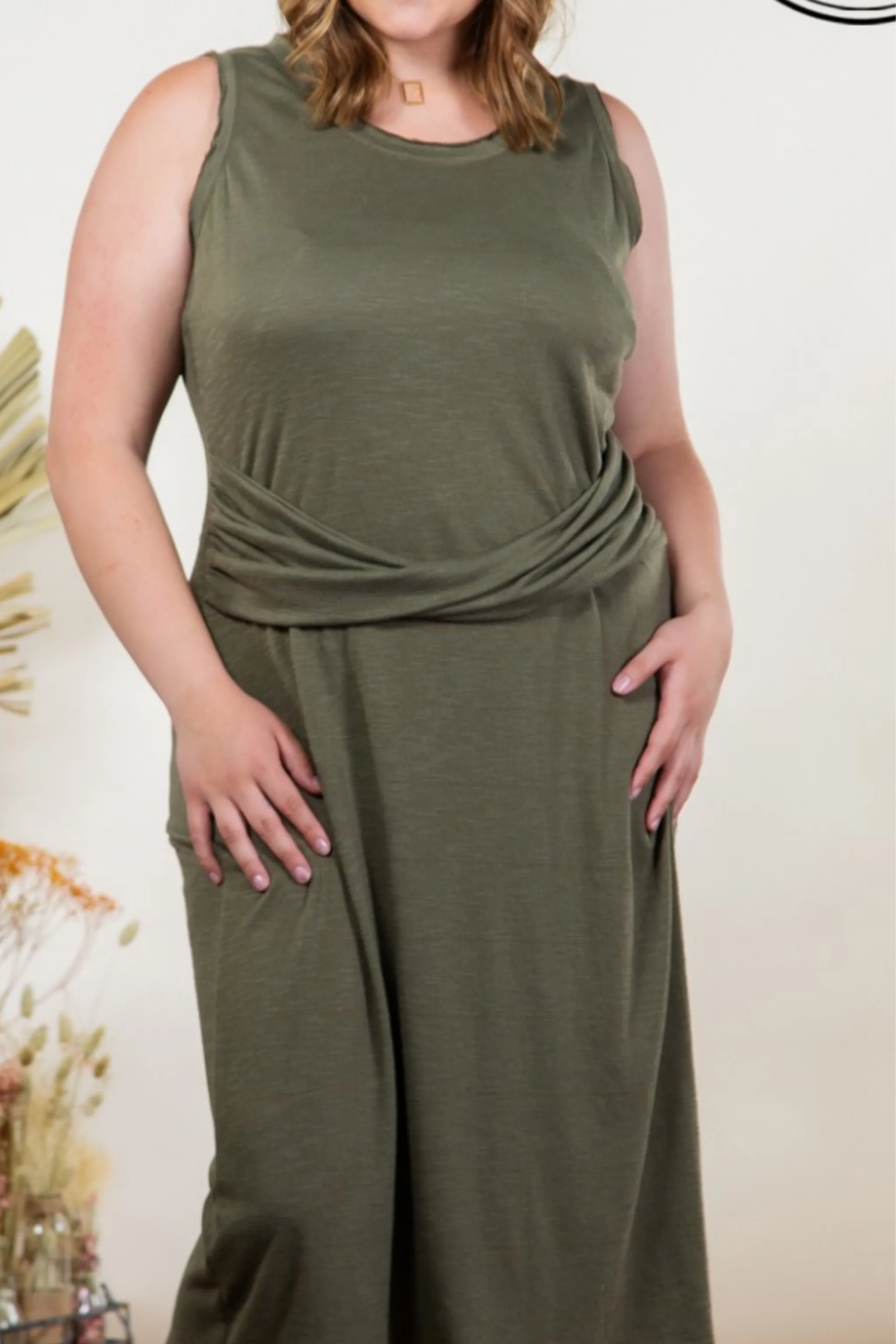 CURVY TWIST FRONT TANK DRESS