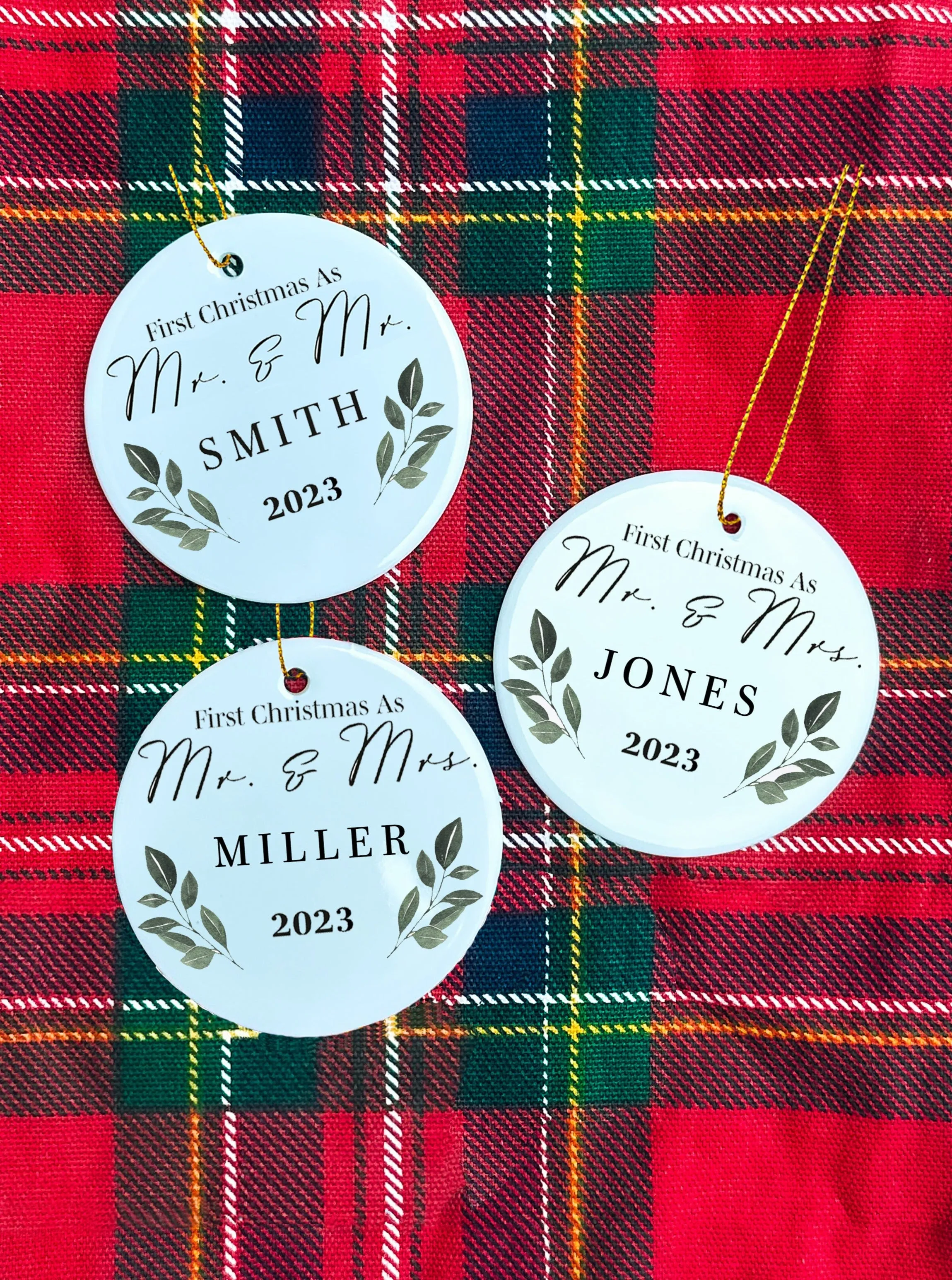 Custom Mr. and Mrs. 1st Christmas Ornament Bells